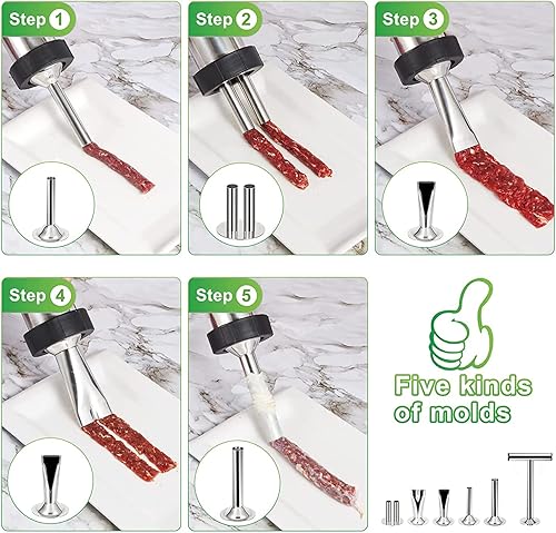 Miniatura 11 de Kit de pistola de cecina de gran capacidad de acero inoxidable de 2.1 libras, fabricante profesional de cecina, cañón tirador de cecina, pistola