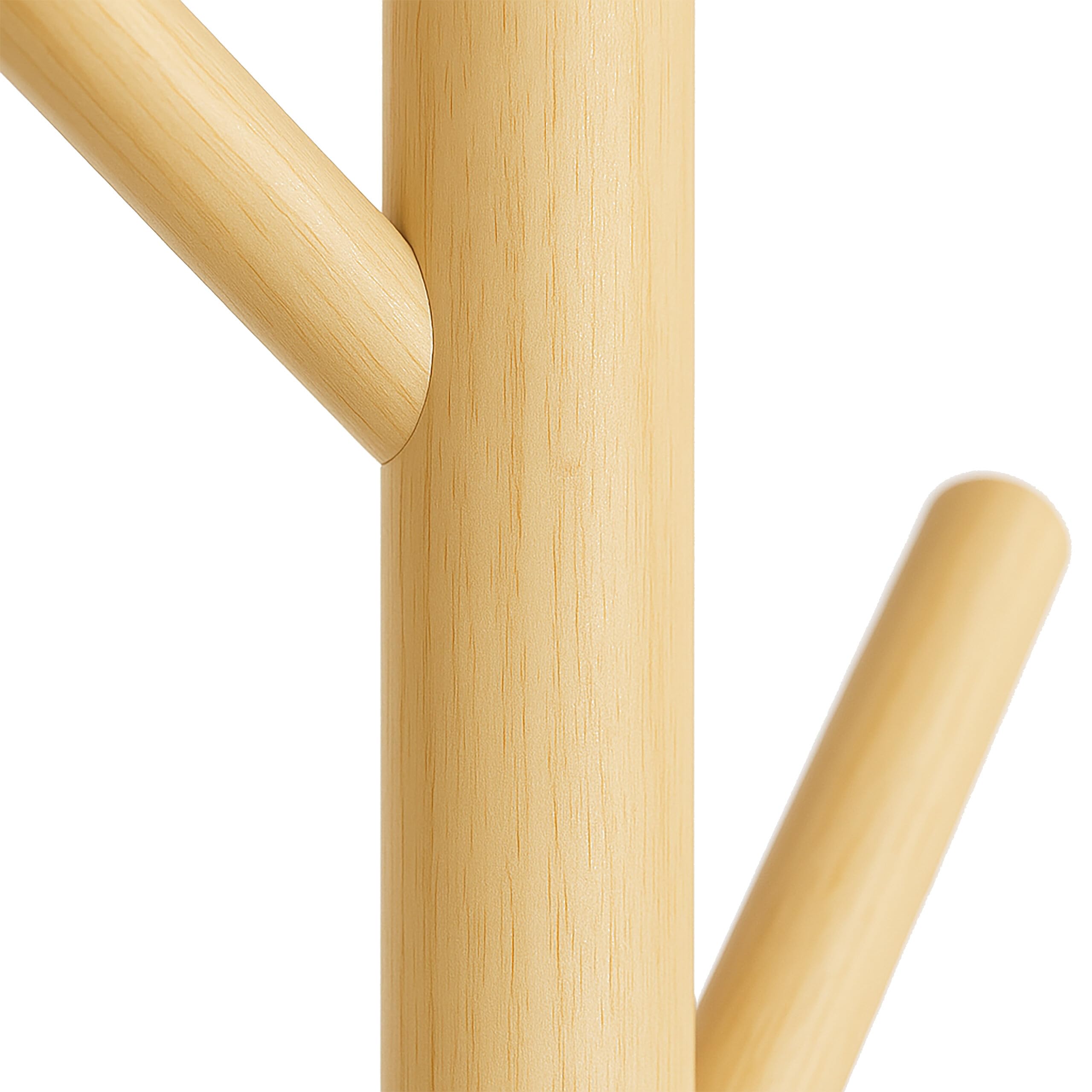 Relaxdays Perchero de Pie, Forma Árbol, 177 x 30 x 30 cm, 8 Ganchos, Colgador 3 Alturas, Madera Caucho y MDF, Natural