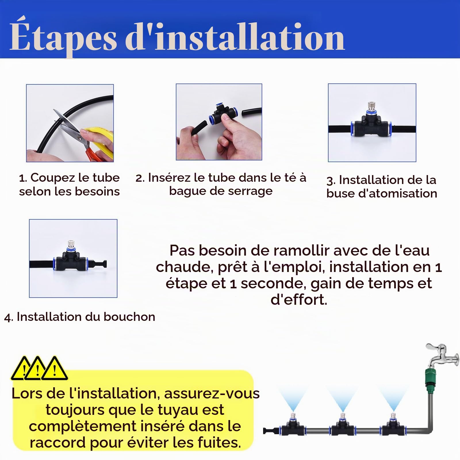 Kits d'irrigation par aspersion Kit d'irrigation par brumisation pour les élevages de bovins, de poulets et de porcs, Système de refroidissement extérieur pour enceinte de chantier, équipement d'arros