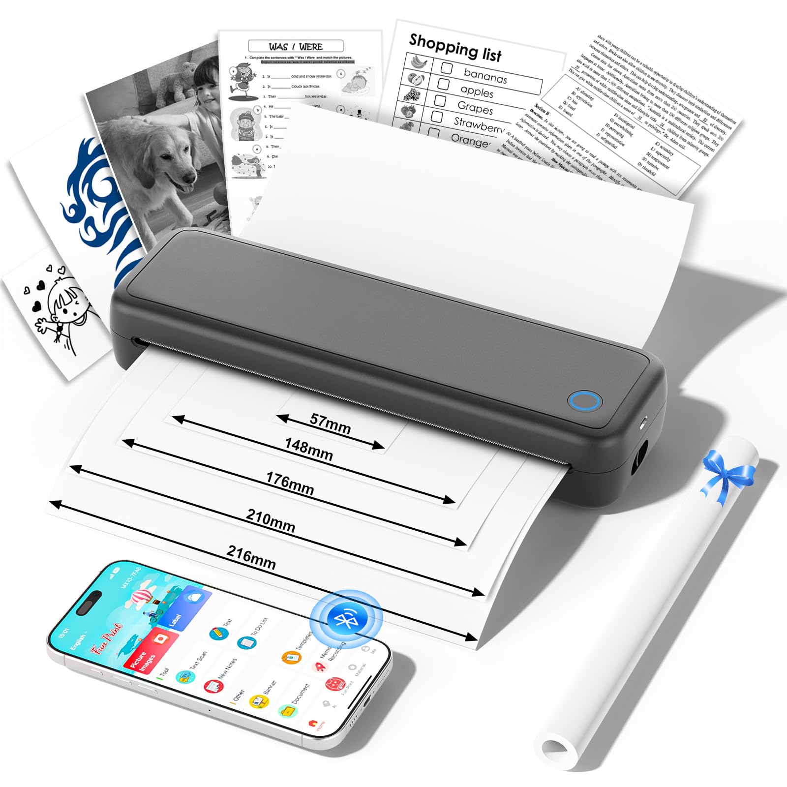 Carta Termica A4 Per Stampante Portatile - 2 Rotoli Da 50 Fogli | Senza Inchiostro, Asciugatura Rapida