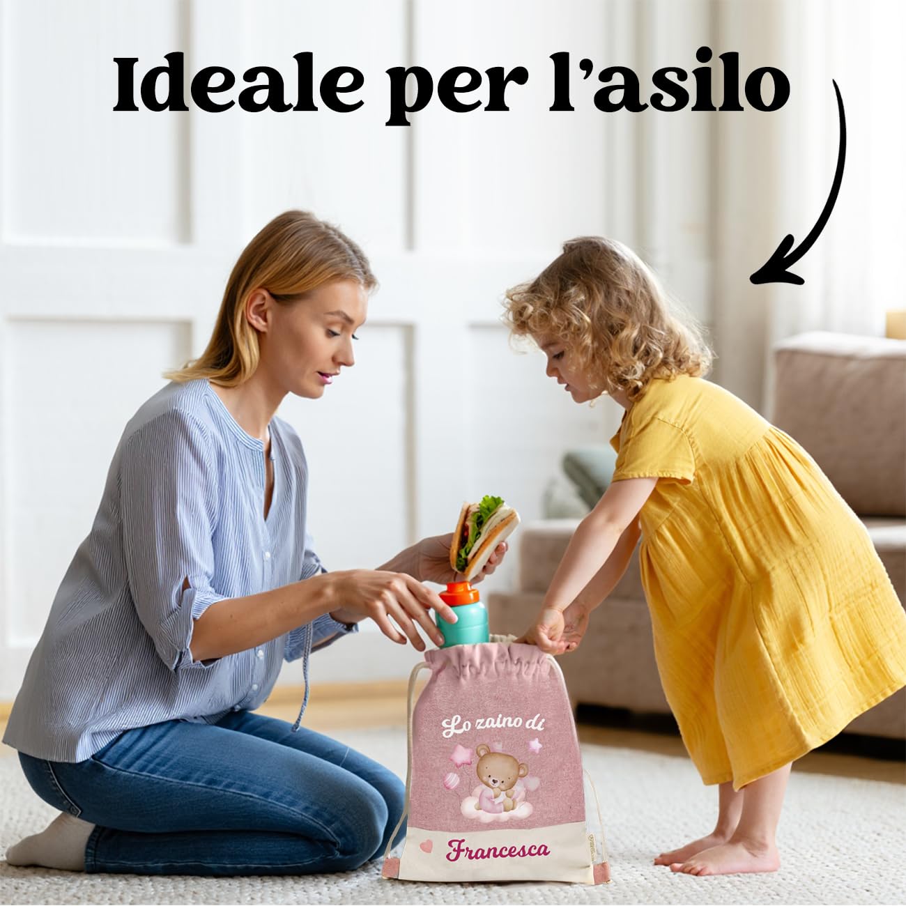 Eco-Friendly Borsa Zaino Mamma Neonata Cotone Riciclato Organizer Ospedale Cambio Bebè Idea Regalo Baby Shower