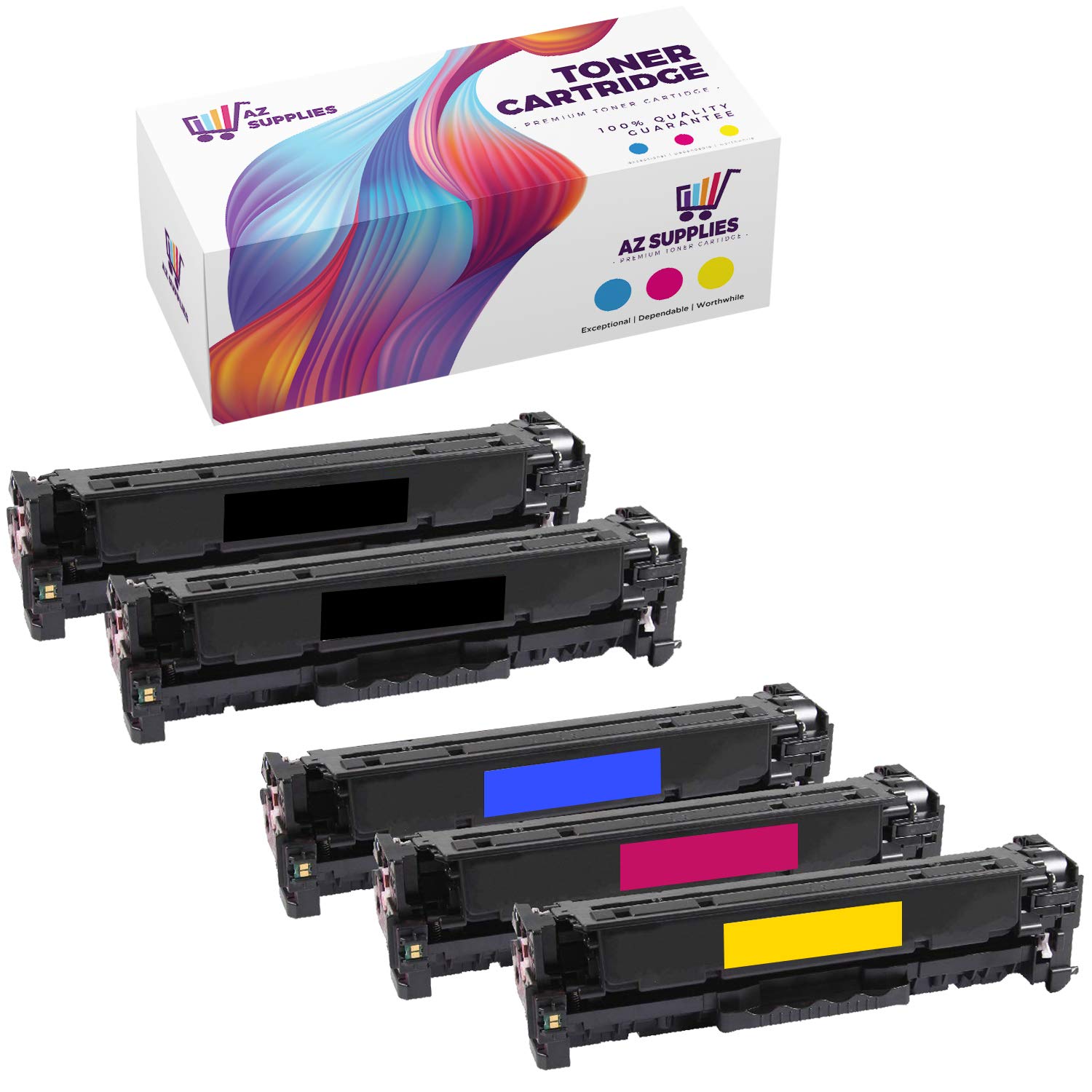 AZ SUPPLIES Compatible Toner Cartridges Set Replacement for HP 128A CE320A CE321A CE322A CE323A use in Color LaserJet CM1415FNW CP1525 Pro CP1525NW (5