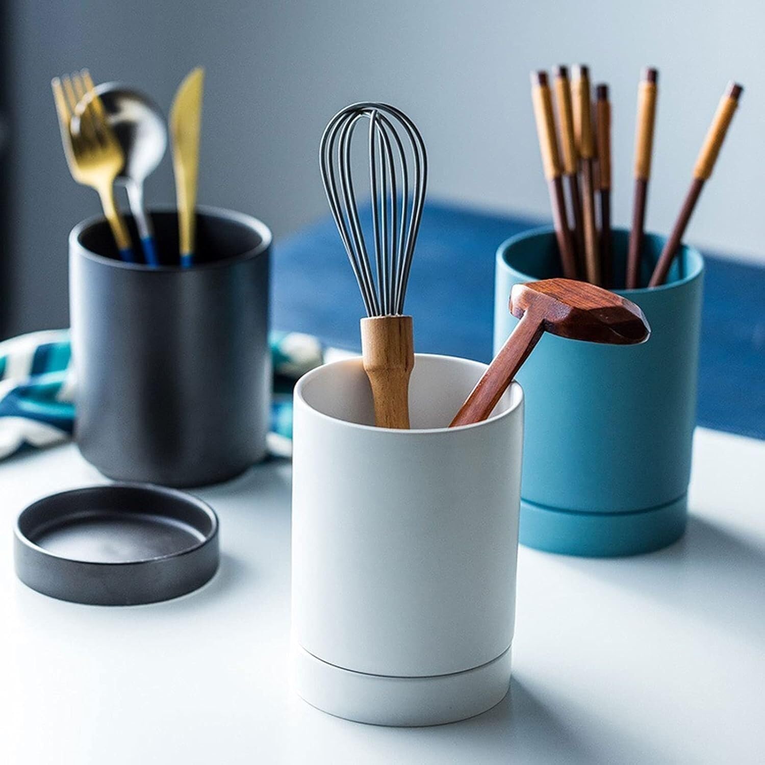 Utensil Holder,Chopsticks cage, Ceramic Chopstick Spoon Storage Cage Pen Racks,