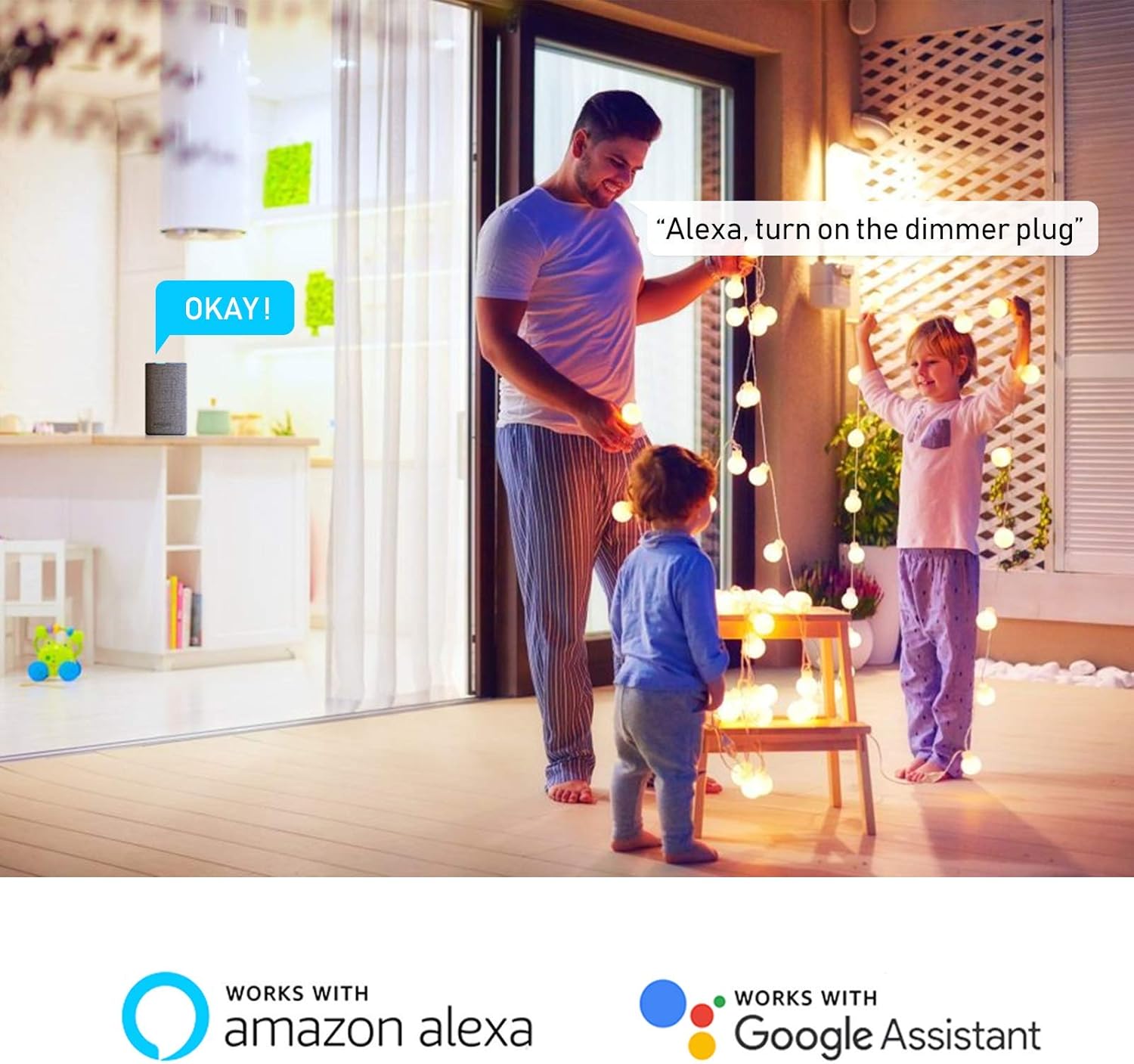 Smart Dimmer Plug WiFi Outlet Outdoor Dimmer Compatible with Alexa and Google Assistant - - 