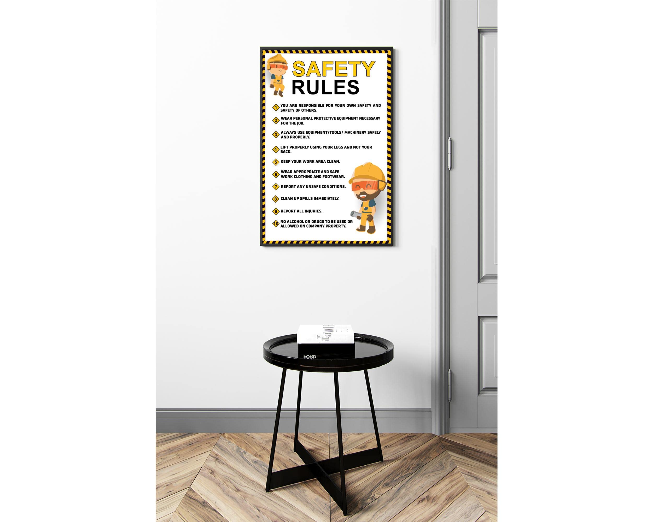 Yellow Safety - Póster De Instrucciones De Elevación Adecuadas, No
