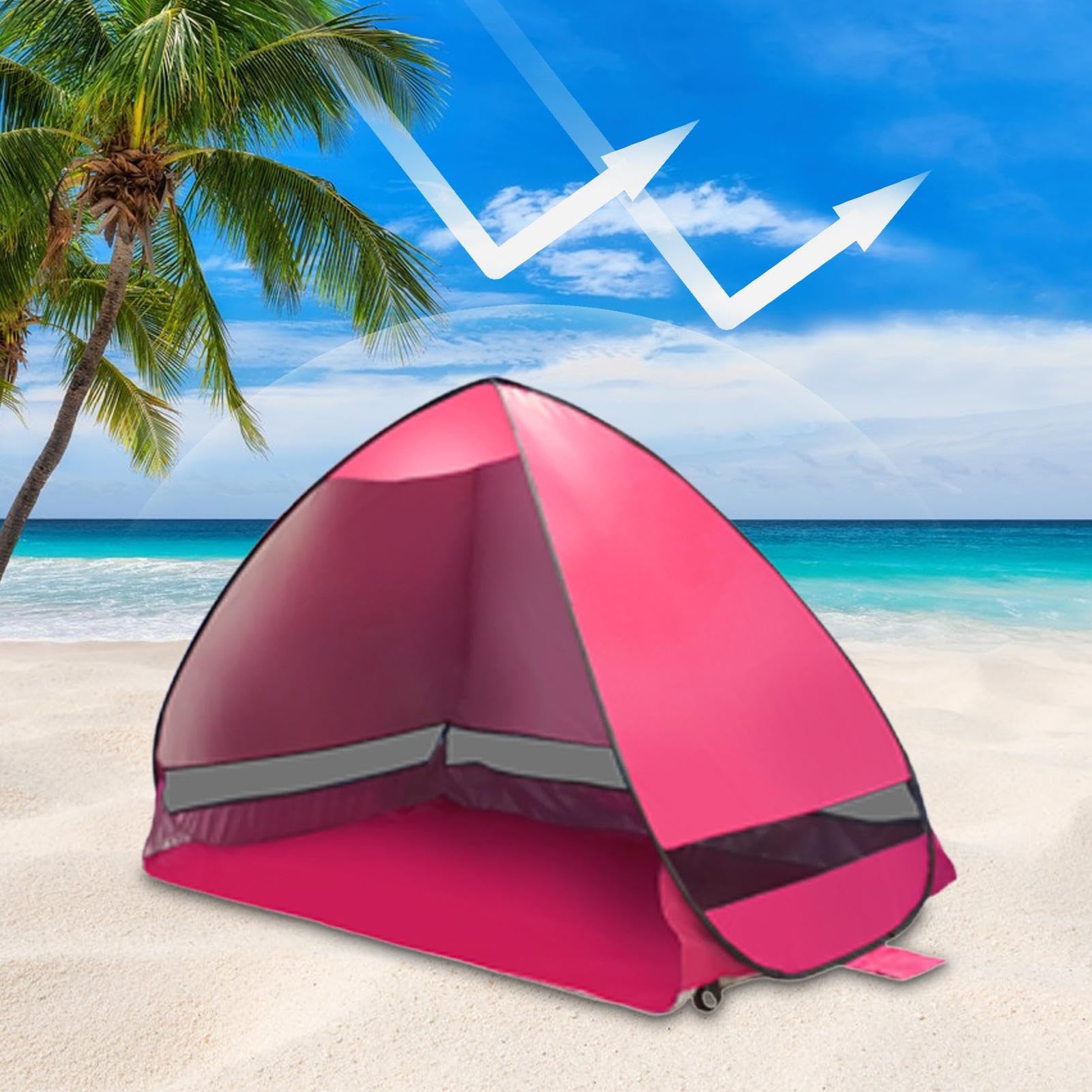 Namiot plażowy, ochrona przed promieniowaniem UV, UPF 50+ , składany namiot plażowy, na lato, do ogrodu, wędkowania, na podwórko, piknik, park, kemping Lingjiong