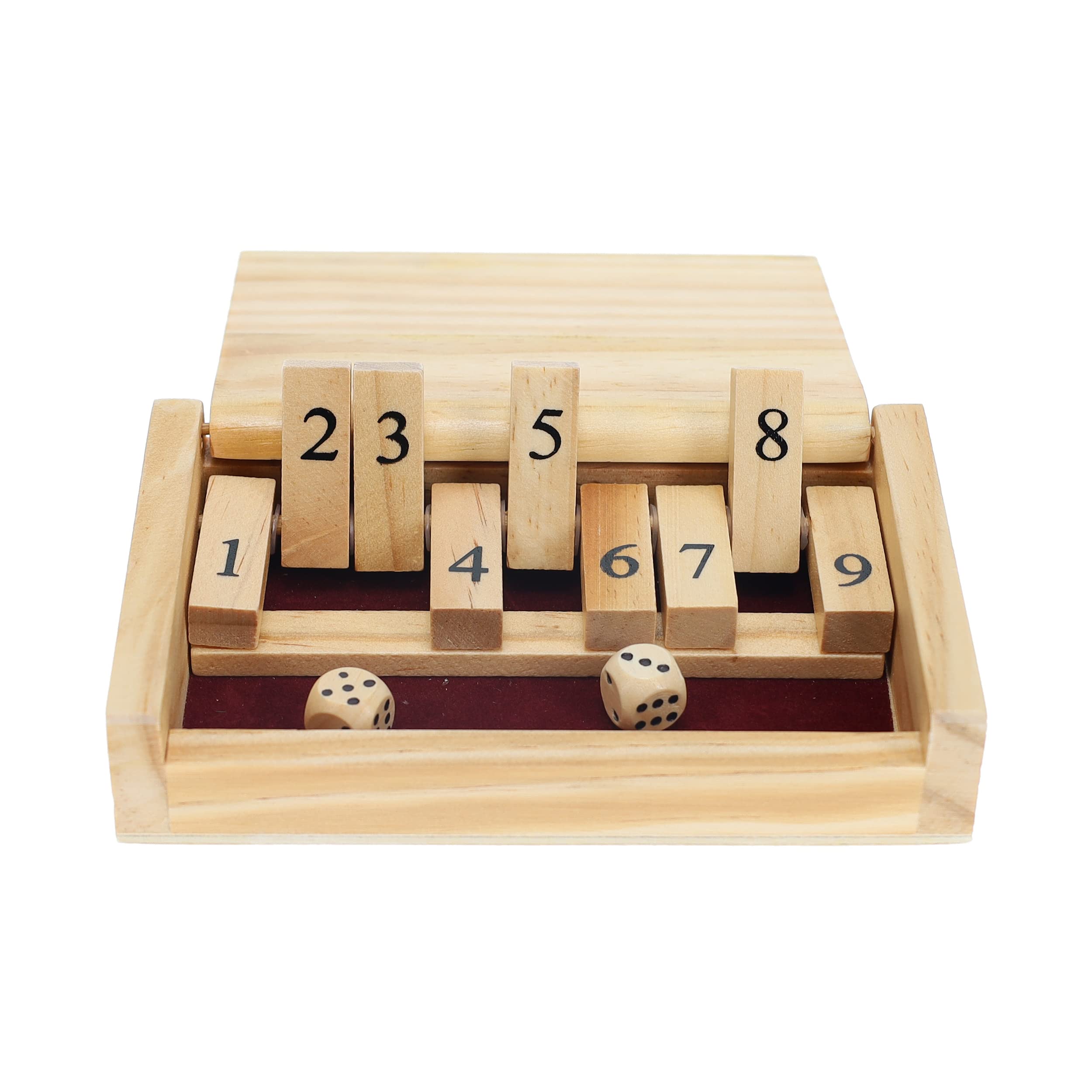WE Games Mini gioco chiuso la scatola in legno – 14 cm, 9 numeri flip-piastrelle, formato da viaggio, giochi di compleanno, giochi di matematica, decorazione per la casa, decorazione per il soggiorno,