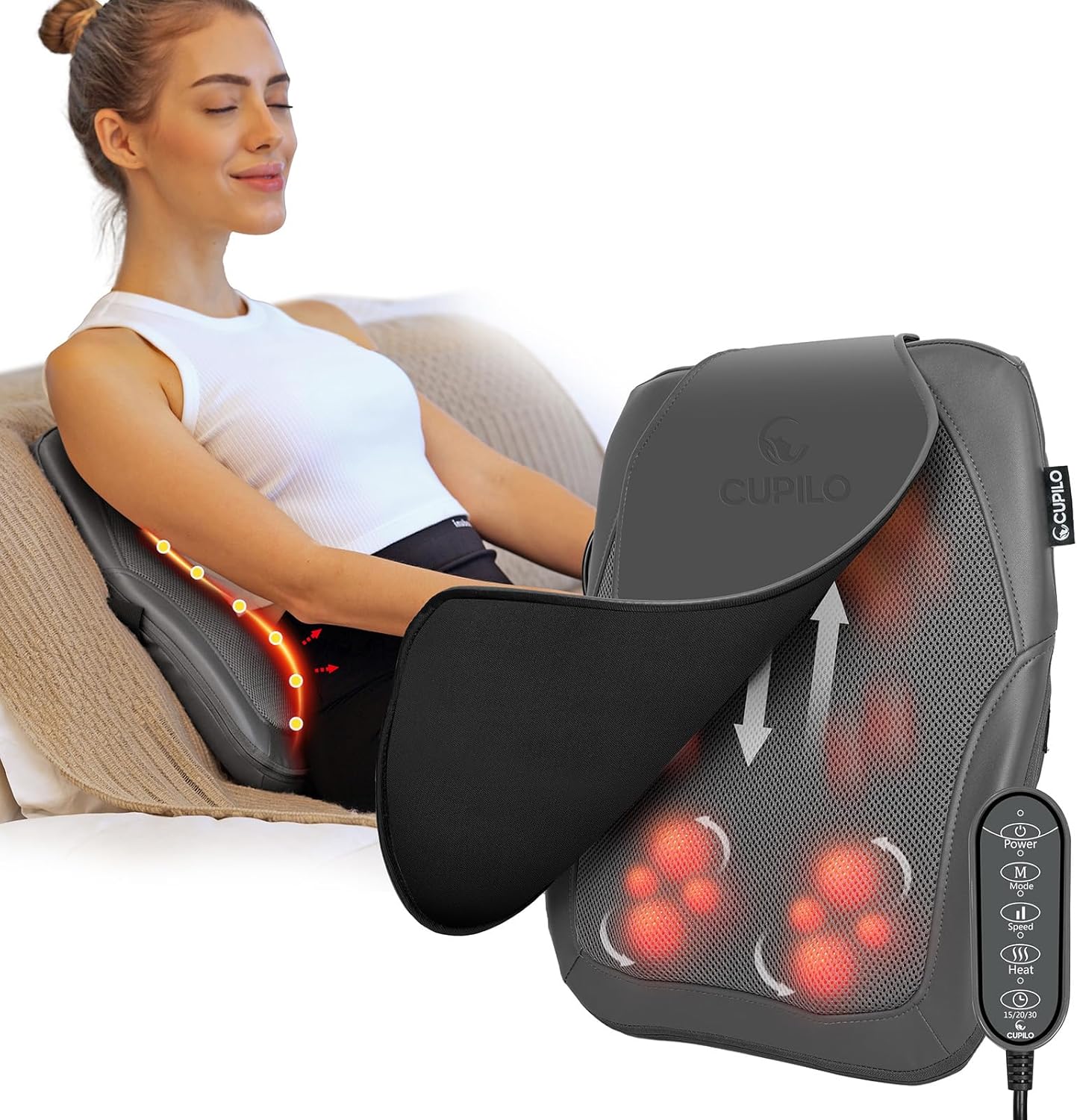 Shiatsu – Masajeador de espalda baja, regalo para mujeres, hombres, almohada de masaje 3D para aliviar el dolor, masajeador rodante para oficina en