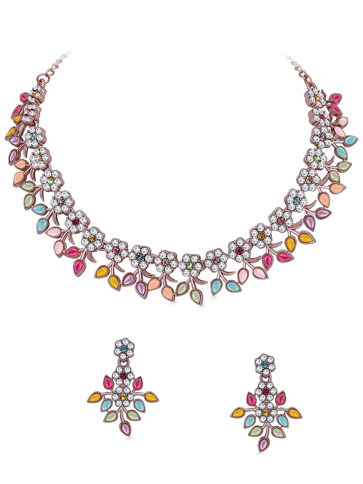 Sukkhi Beautiful Multicolor Kundan Studded With Rose Gold Plated Necklace Set With Earrings | Jewellery Set For Women (NS104954) (B0CKXX8KS7) Amazon Price History, Amazon Price Tracker