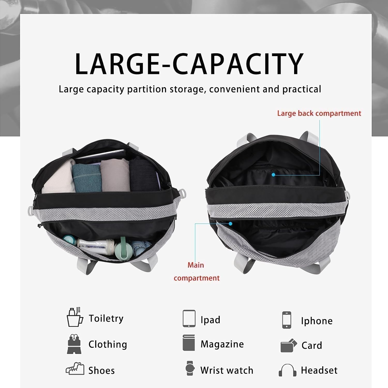 HEAD 45L Pink Waterproof Gym Duffel Bag for Women, Large Capacity Weekender Overnight Bag with Detachable Strap, Lightweight Travel Tote for Fitness, Yoga & Business Trips image 5