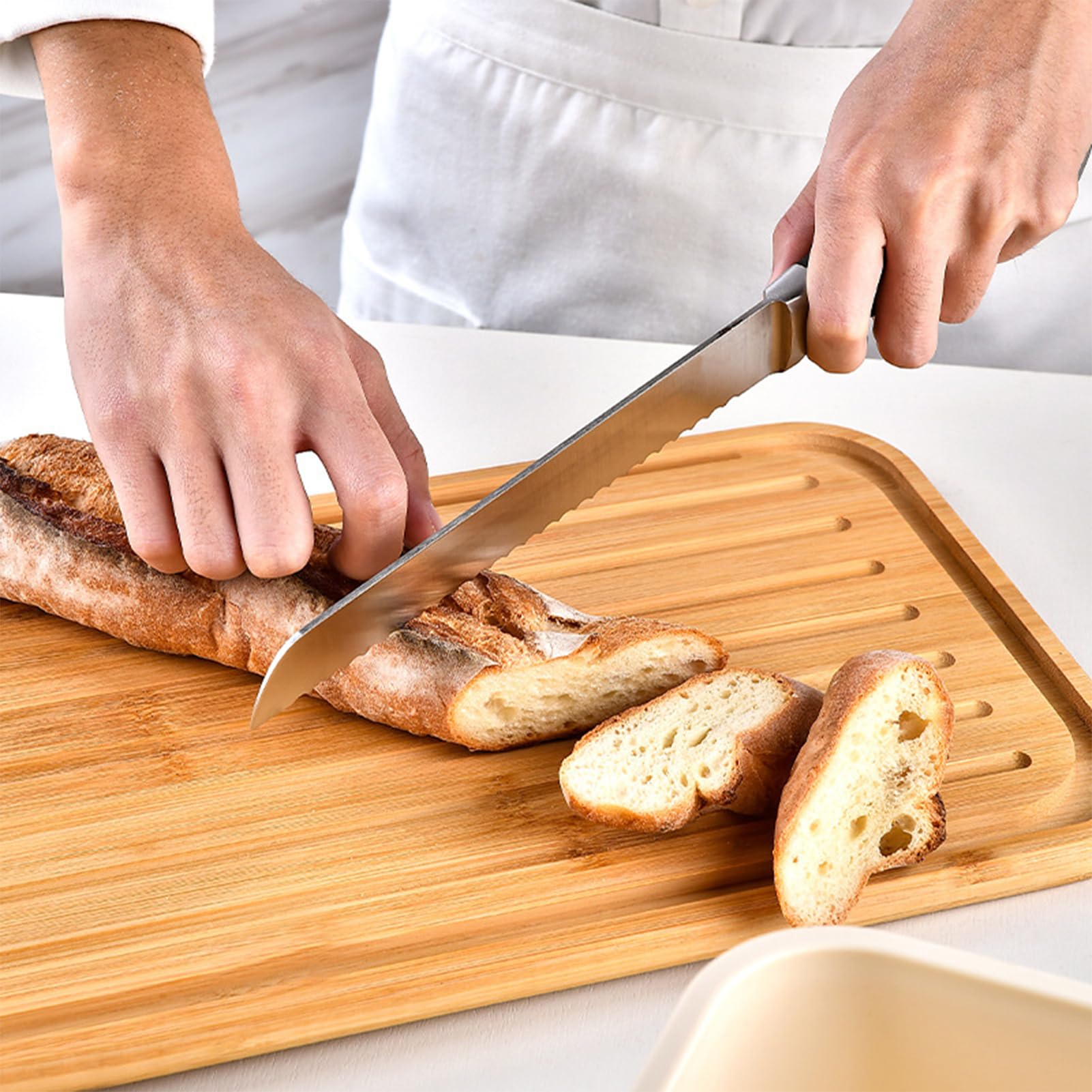 Paneras con tapa de bambú, panera con tabla de cortar, panera grande, panera de cocina, panera con tapa, cesta de pan moderna para una frescura duradera (rectangular)