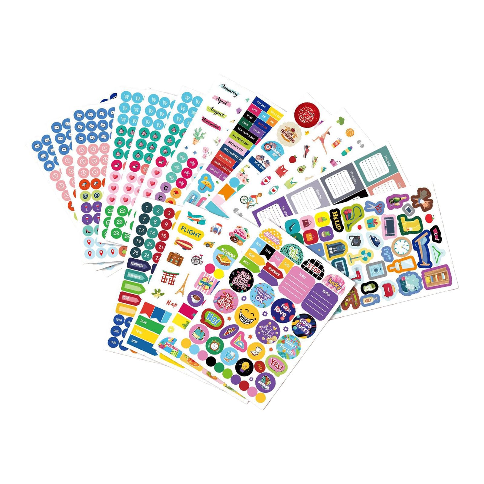 16 Sheets Holiday Seasonal Sticker Planner Daily Calendar Scrapbooking for Decorating Planning Scrapbooking Notebook Decoration Planning Label