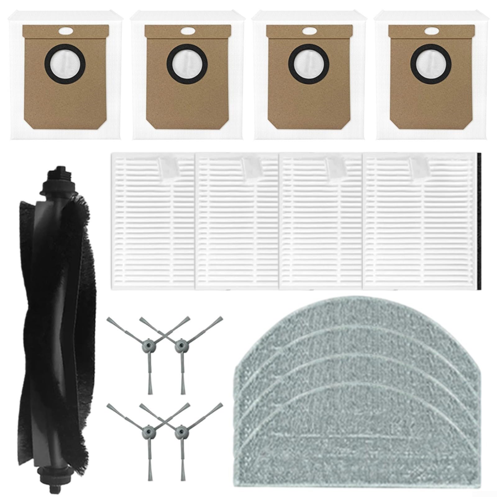 Kit de piezas de repuesto para aspiradora Hoover HG4 Hydro - 4 filtros, 4 paños de fregona, 4 cepillos laterales, 4 bolsas de polvo, 1 cepillo principal