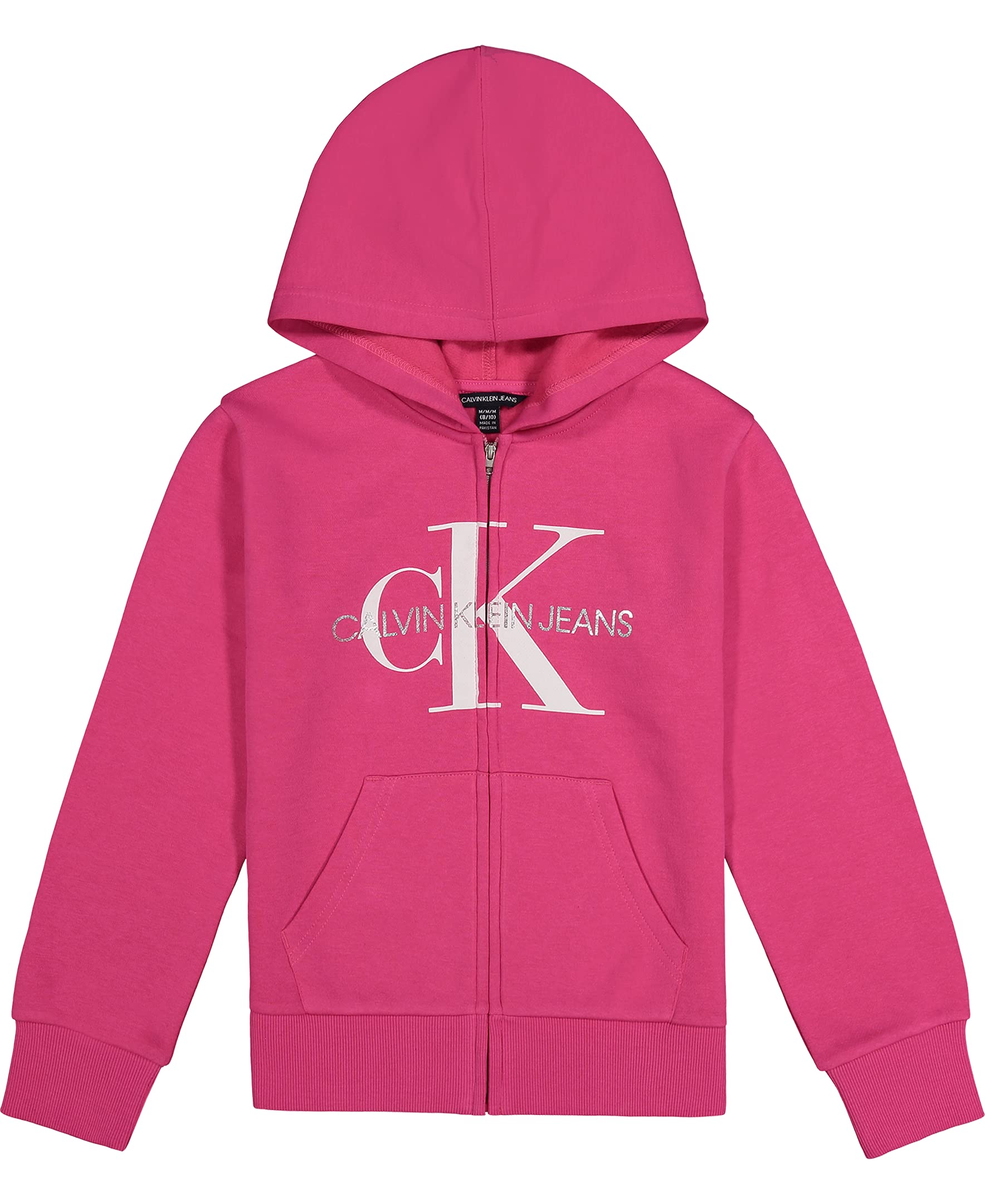 Calvin Klein girls Long Sleeve Full Zip Fleece Hoodie Sweatshirt