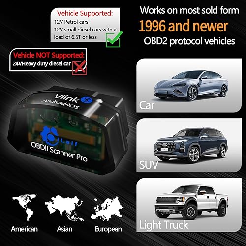 Miniatura 3 de iLaif OBD2 lector de código de falla del coche OBDII escáner pro Bluetooth 4.0 (Vlink) coche comprobar motor luz para iOSAndroid