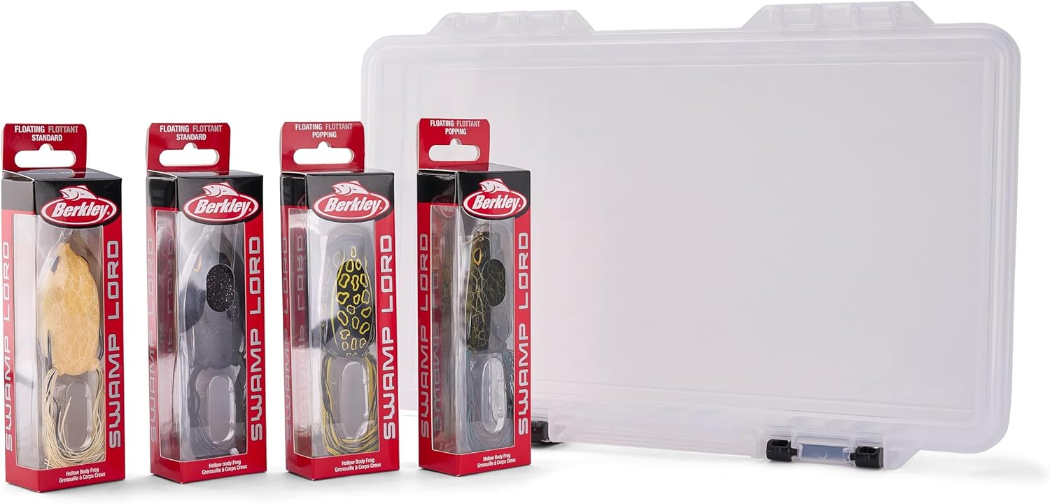 Berkley Froggin’ Haul of Fame Fishing Lure Kit, Assorted Colors, Hollow Belly Frogs, Plano Stowaway Included, Top Colors in Both The Popping and Standard Swamp Lords Included