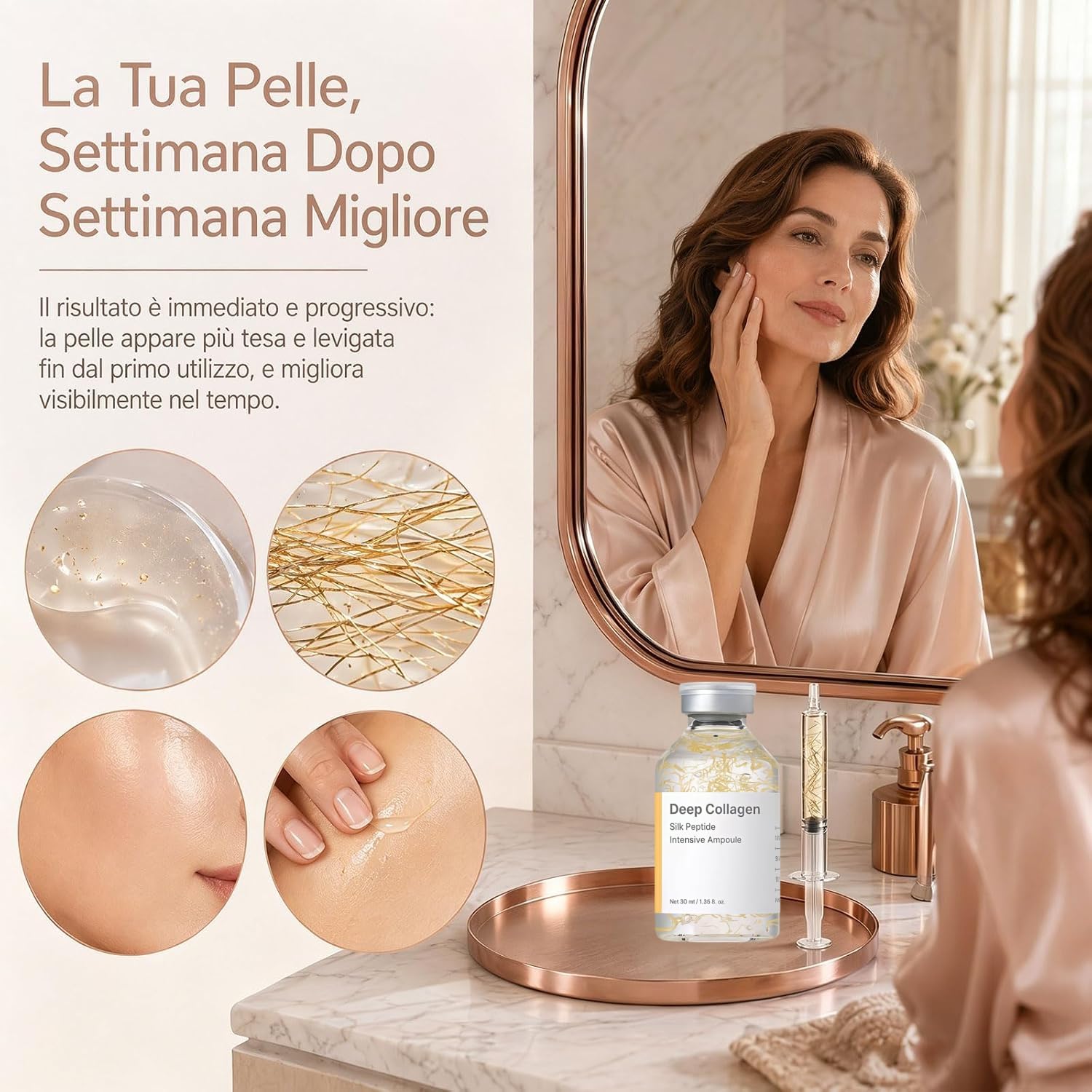 BioChroma Siero Viso Coreano Effetto Lifting al Collagene 2x30ml | Siero viso coreano liftante con collagene e peptidi di seta. Azione antietà rimodellante per pelle tonica e idratata.