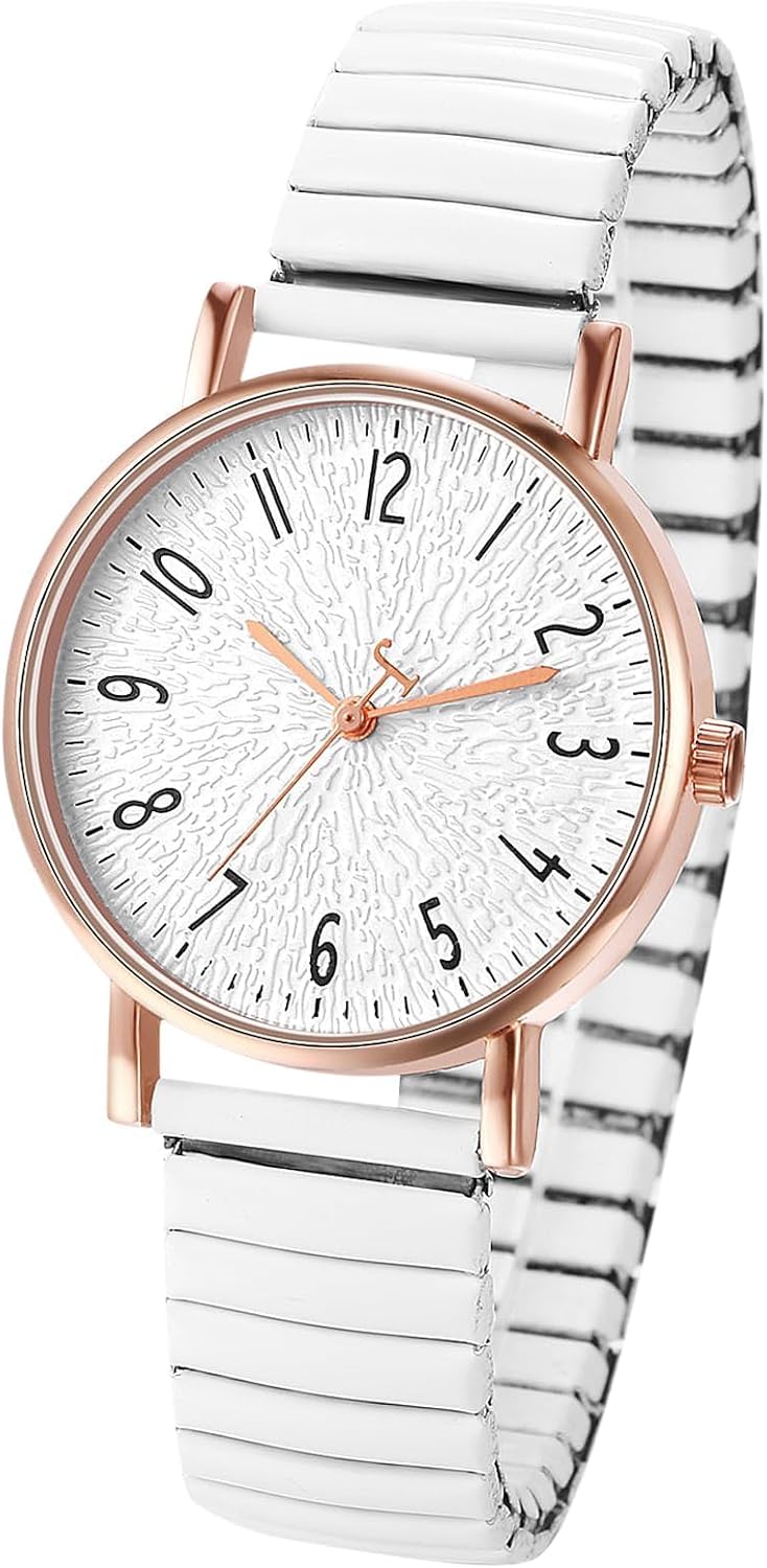 Ladies Watches– Analog Quartz Watch with Large Face, Easy-Read Arabic Numerals & Elastic Strap for Small Wrists, Casual Ladies Wristwatch