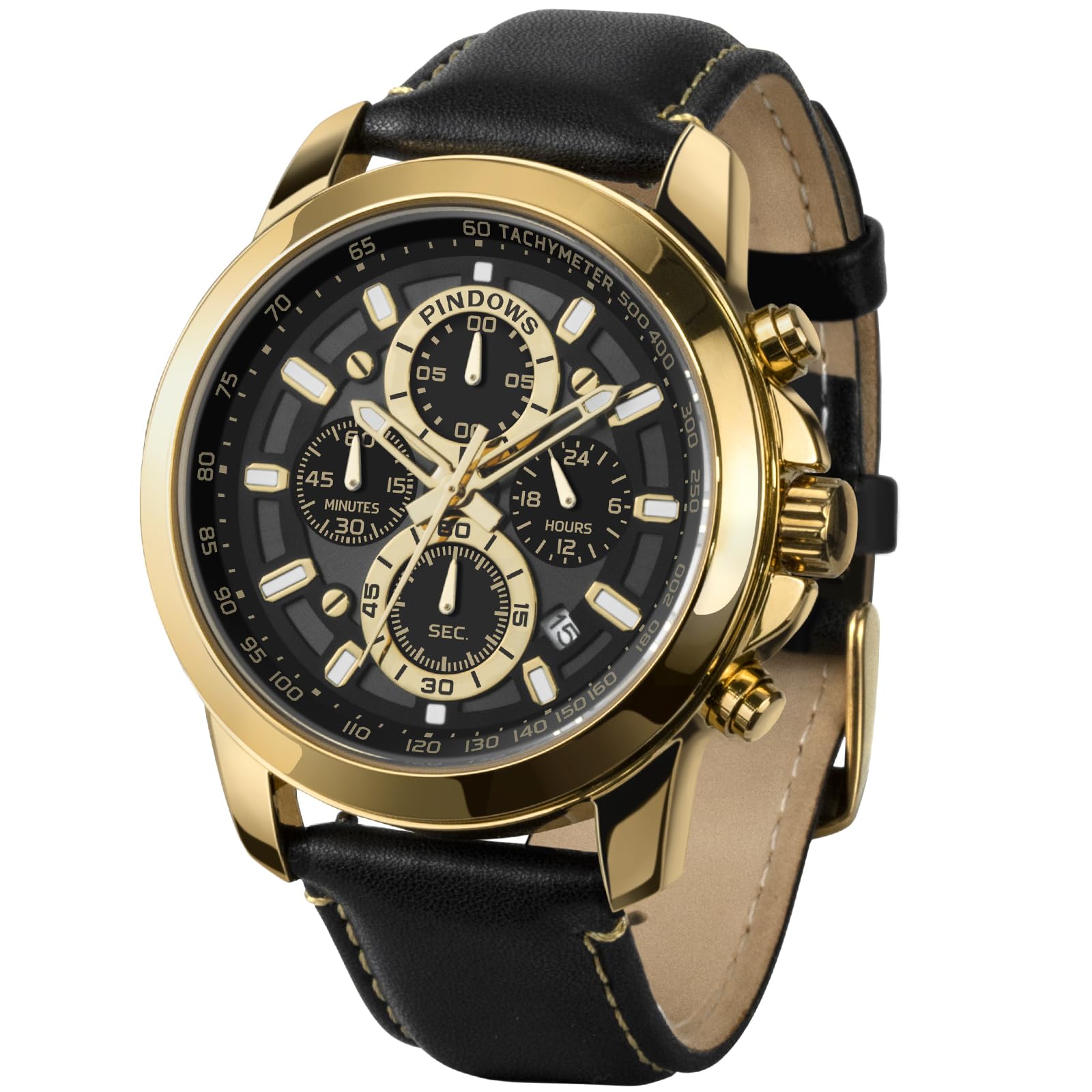 PINDOWS Orologio da uomo analogico al quarzo cronografo impermeabile
