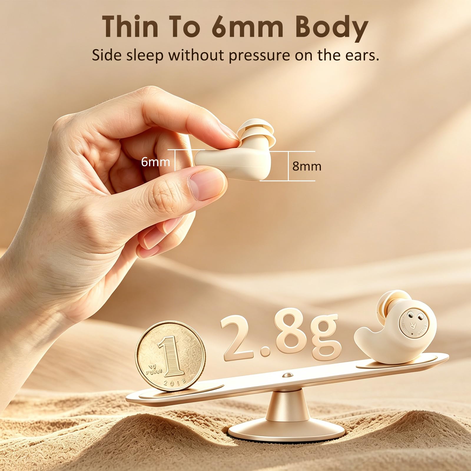 Novonell Snooze Pods Pro, auriculares para dormir, Bluetooth 6.0, mini auriculares para dormir con lámpara antibacteriana para dormir de lado, auriculares para dormir, bloquean los ronquidos, batería