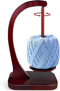 JUCPASH Yarn Holder for Crocheting and Knitting, Wooden Yarn Spinner with Magnetic Rotating Mechanism and Anti-Slip Pads, Crochet Gift for Knitting Lovers - Brown