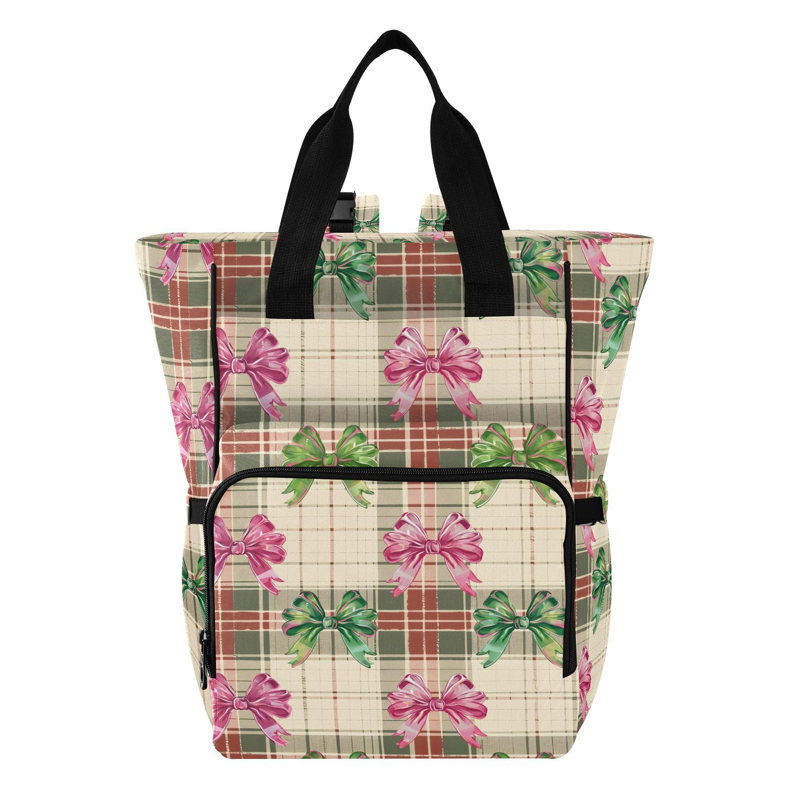Mnsruu Wickeltasche mit Fliege, kariert, Textur, Rucksack, große Tasche, wasserdicht, Reise-Wickeltaschen für Mütter und Väter