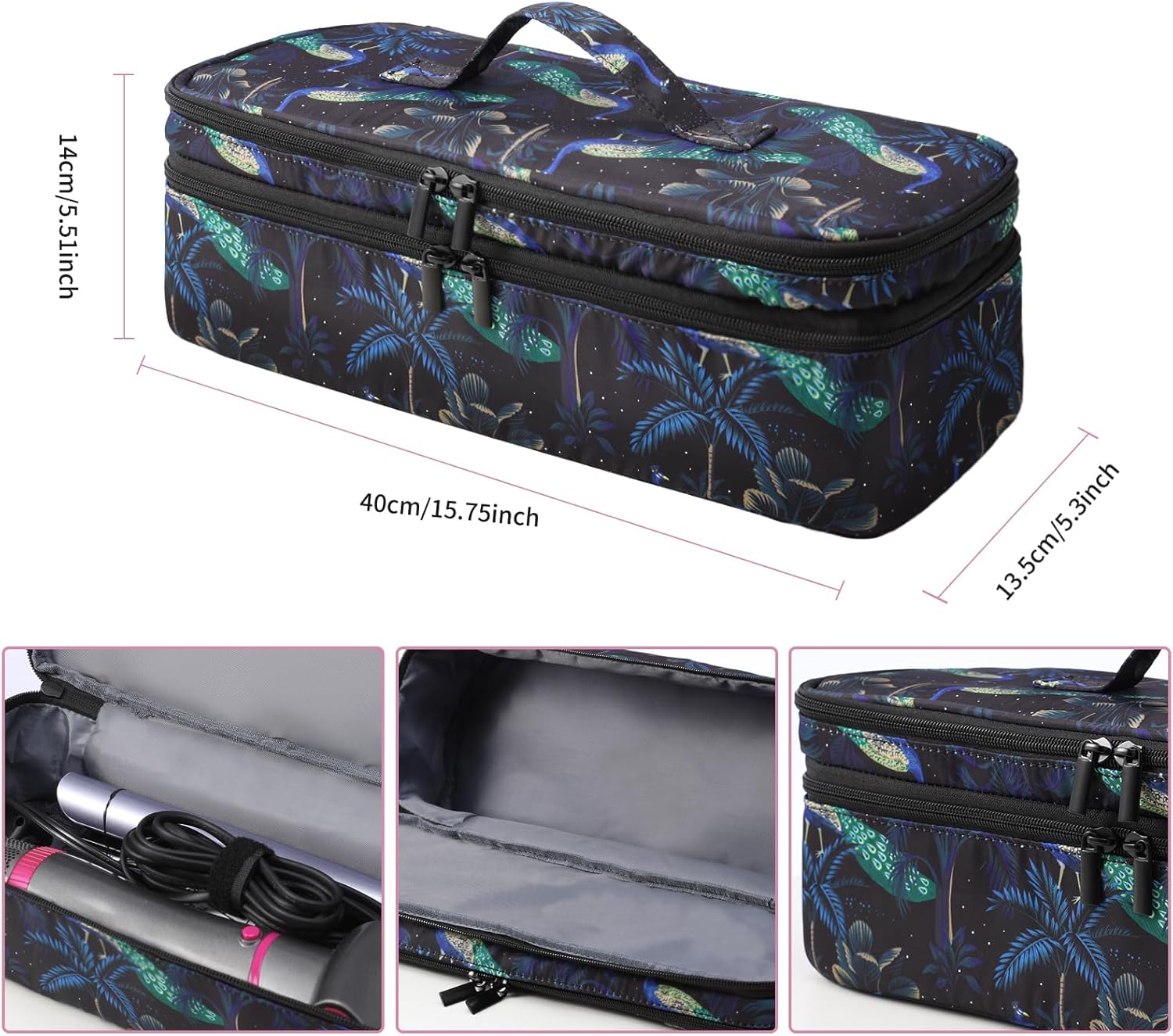 Double-Layer Travel Carrying Case Compatible with Revlon One-Step Hair Dryer Brush/Volumizer/Styler/Shark FlexStyle Attachment Portable Storage Organizer Bag Hair Tools Travel Bag (Bag Only) - Image 2