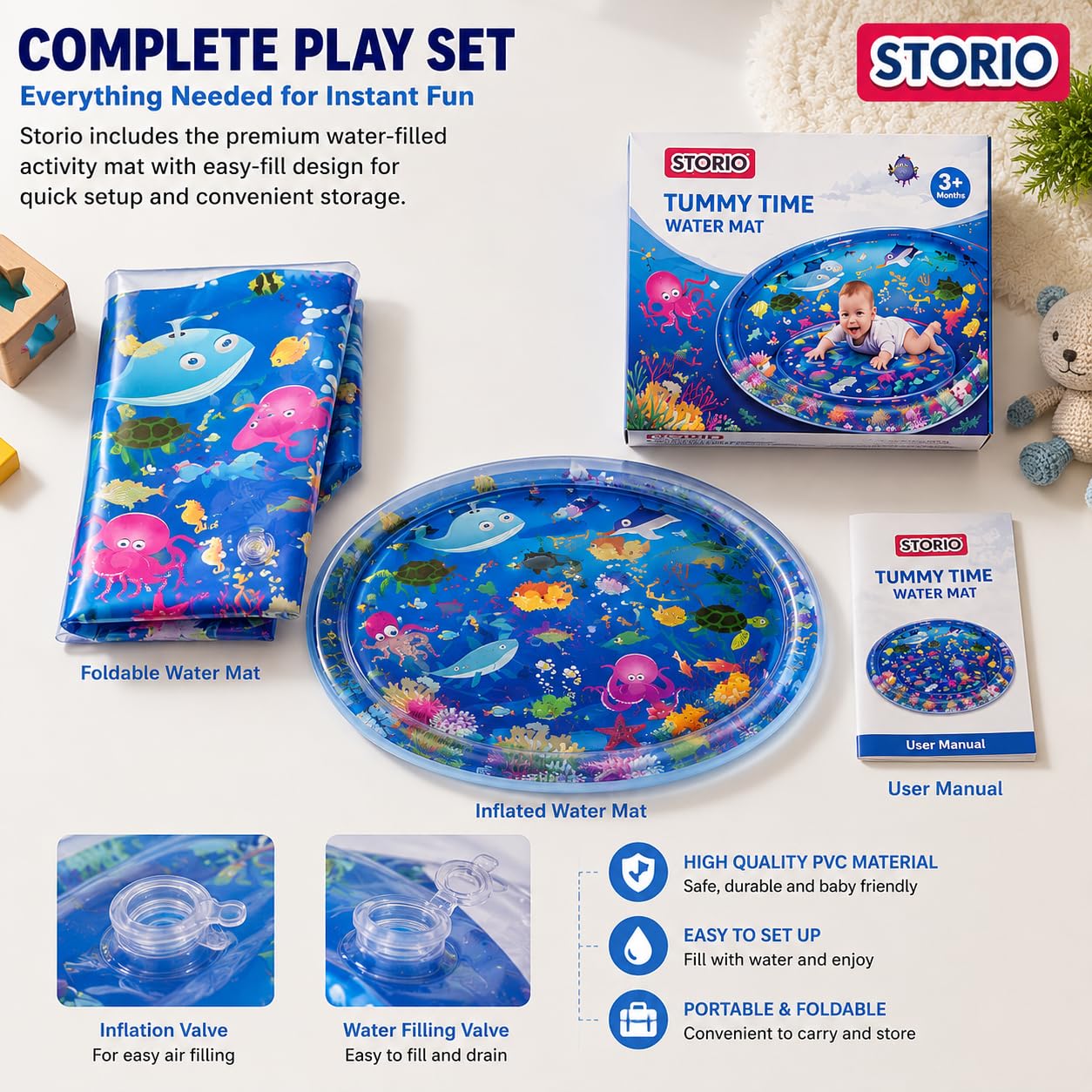 Toysbuddy Tummy Time Water Mat for Babies | Sensory Play Gym for 6-12 Months | Newborn Baby Essentials | Water-Filled Activity Mat | Baby Gifts, Multicolor 3