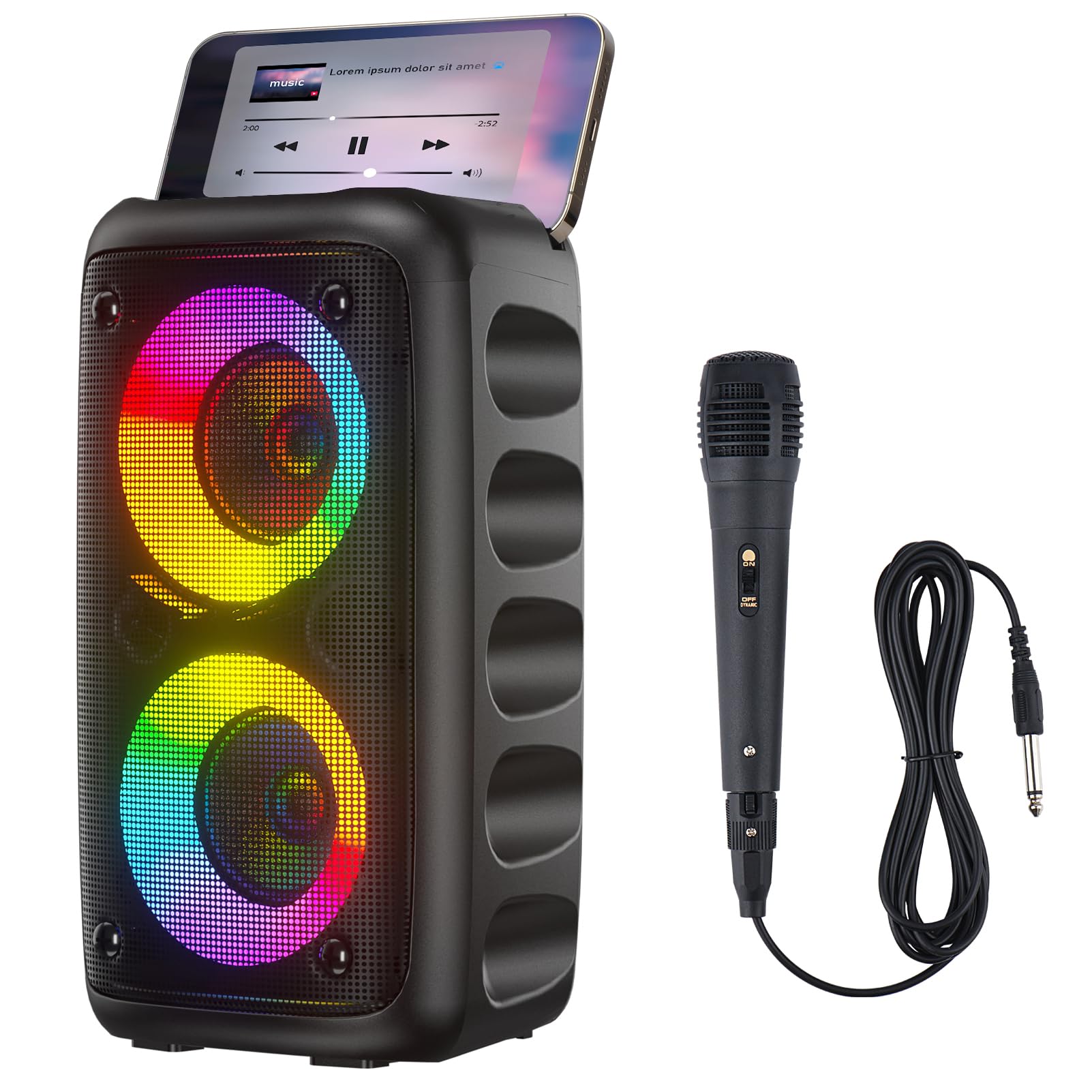 Portable Bluetooth Speaker Karaoke Machine for Adults and Kids with Lights Loud Big Bluetooth Speaker Rechargeable Dj PA