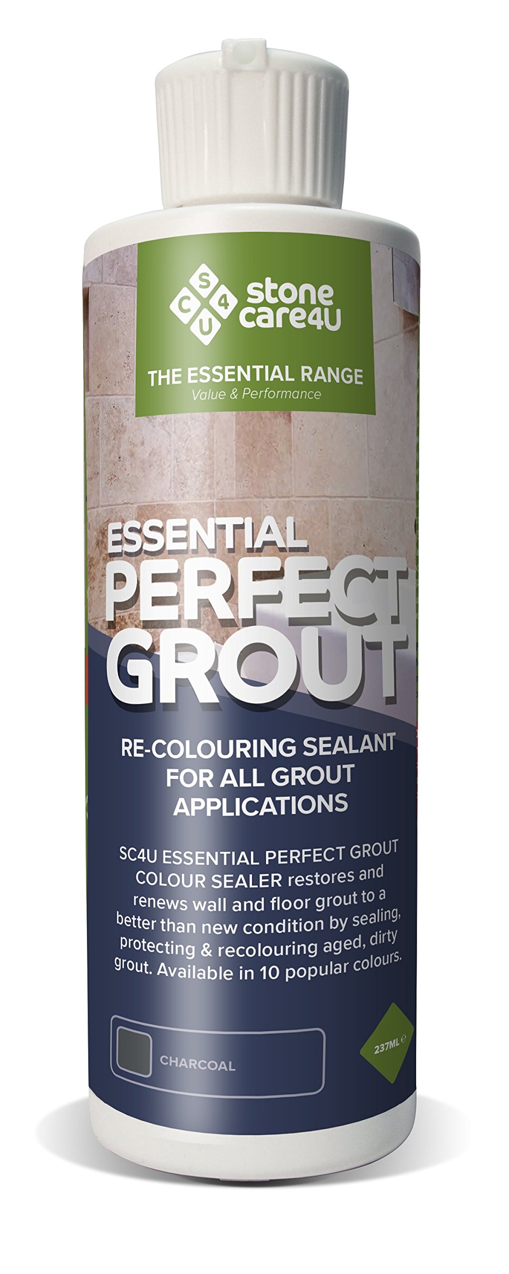 StoneCare4U Essential Perfect Grout, Charcoal, 237ml. Restore & Renew Old Kitchen, Bath, Wall & Floor Grout. Superior Alternative to Grout Pen or Paint. Long-Term Sealing Protection - Stonecare4u