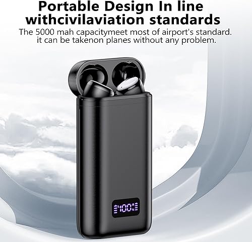 Miniatura 6 de kurdene Auriculares inalámbricos y cargador portátil, auriculares Bluetooth 5.3 con función de banco de energía de 5000 mAh, funda de carga de