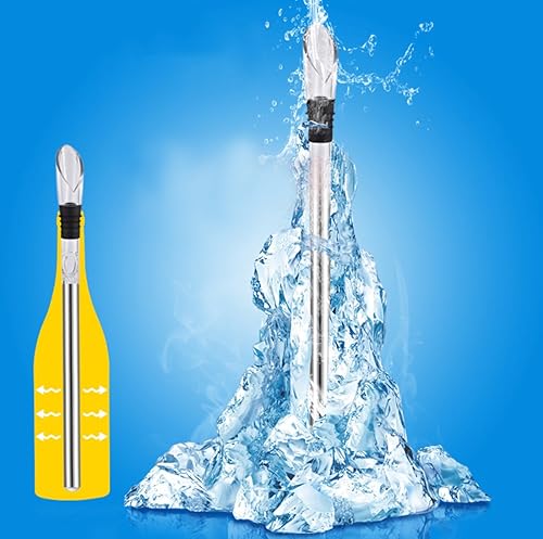 Miniatura 5 de DERNORD Enfriador de vino 3 en 1 de acero inoxidable para botellas de vino, congelador con aireador y vertedor para enfriar más tiempo, verter y