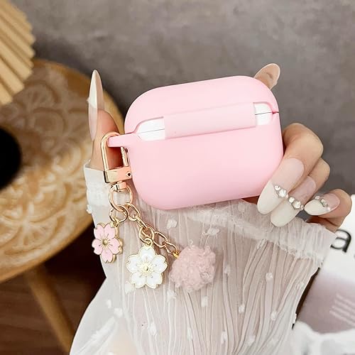 Miniatura 3 de Bonita funda rosa para Airpods Pro 21 para niñas y mujeres, con llavero de flores y kit de limpieza, funda protectora de silicona suave para Airpods