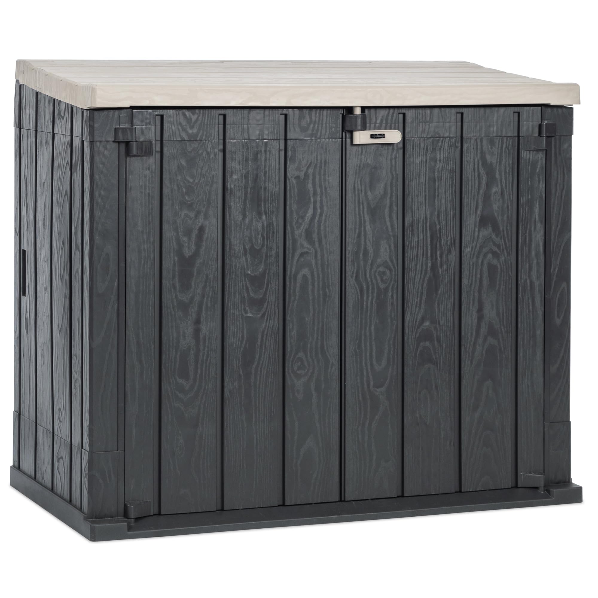 TOOMAX Stora Way Baule da 842L portattrezzi effetto legno antracite/grigio tortora 129,5x74,5x111h cm