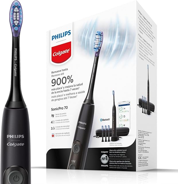 Colgate Escova De Dente Elétrica Philips Sonicpro 70 Recarregável Bivolt Com 3 Refis E Estojo De Viagem