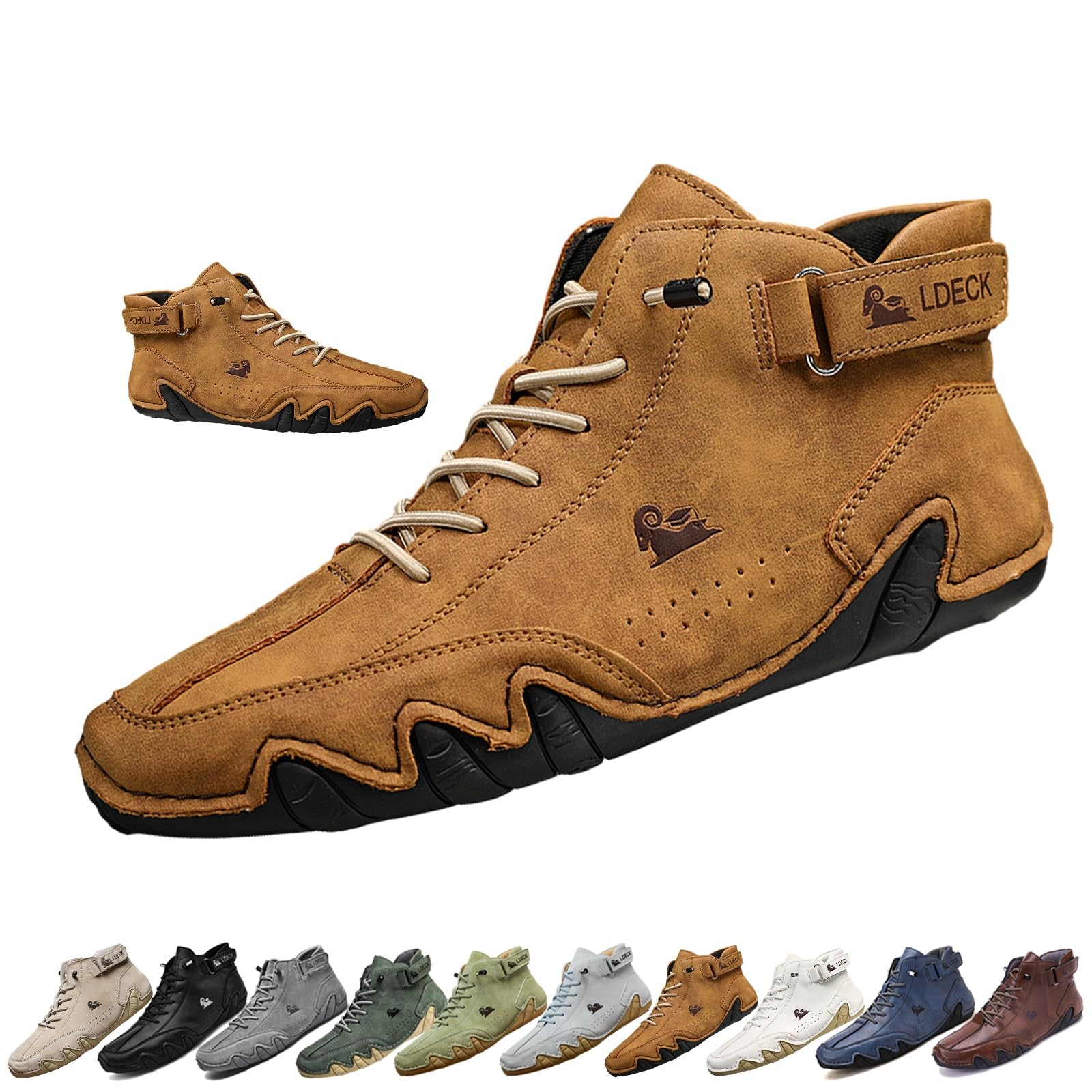 Uomo Stivali Alti in Pelle Scamosciata Fatti a Mano, Beck Scarpe Uomo Impermeabili Antiscivolo Leggere Traspiranti Stivali Uomo for l'escursionismo e la Guida