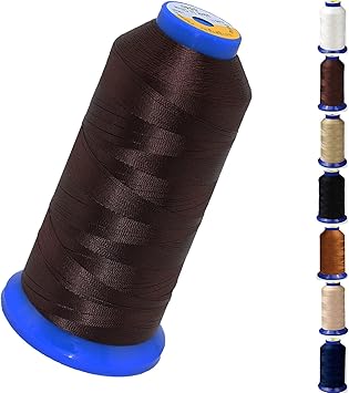 Bonded Nylon Thread for Sewing-Heavy Duty Nylon Thread for Leather, Jeans, Upholstery and Weaving; #69 T70 Size 210D/3 1400 YardsChocolate Brown