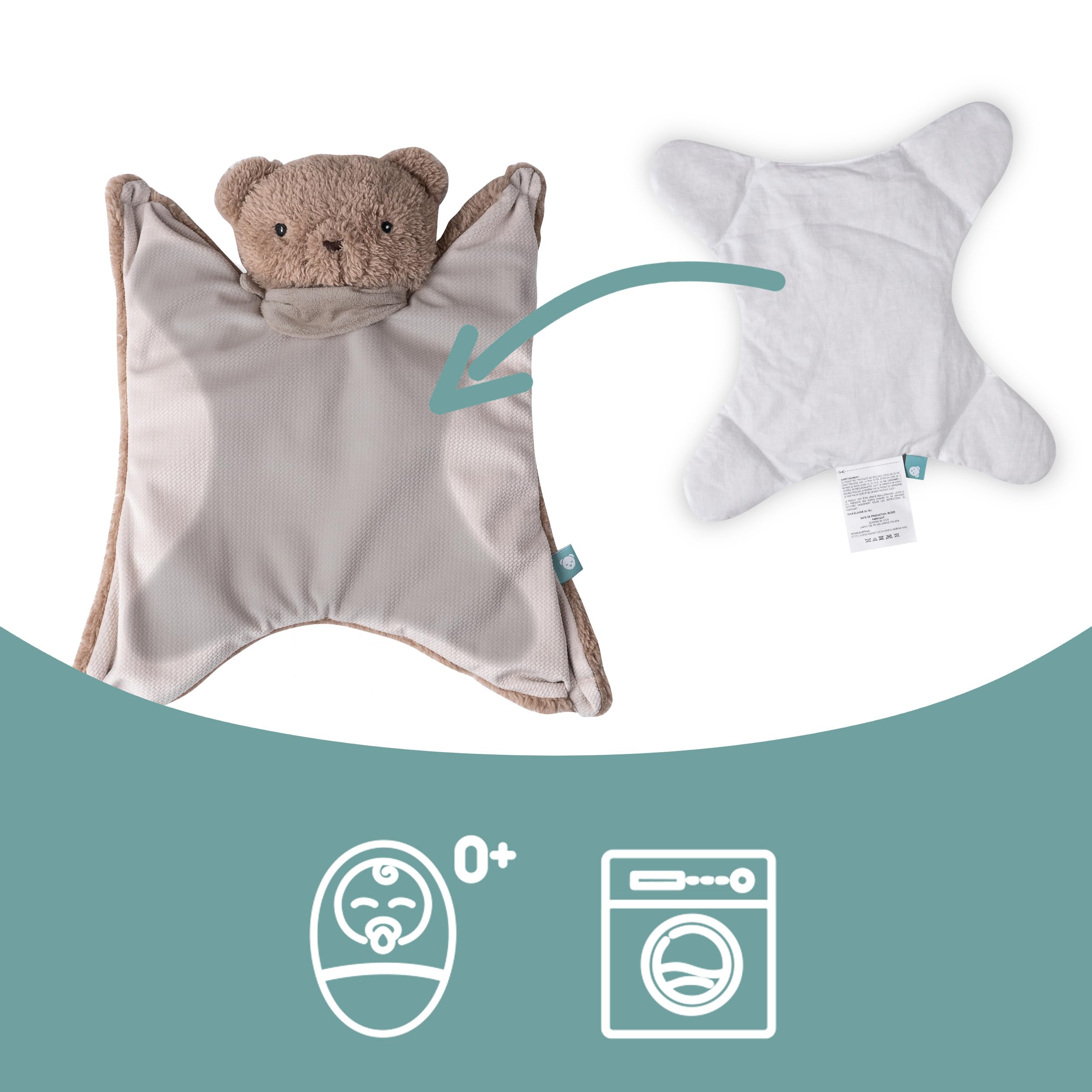 myHummy Doudou Ours Marron - Doudou lesté pour bébé 3-6 kg avec coussin chauffant en triticale et lavande - Apaise Moro-Reflex