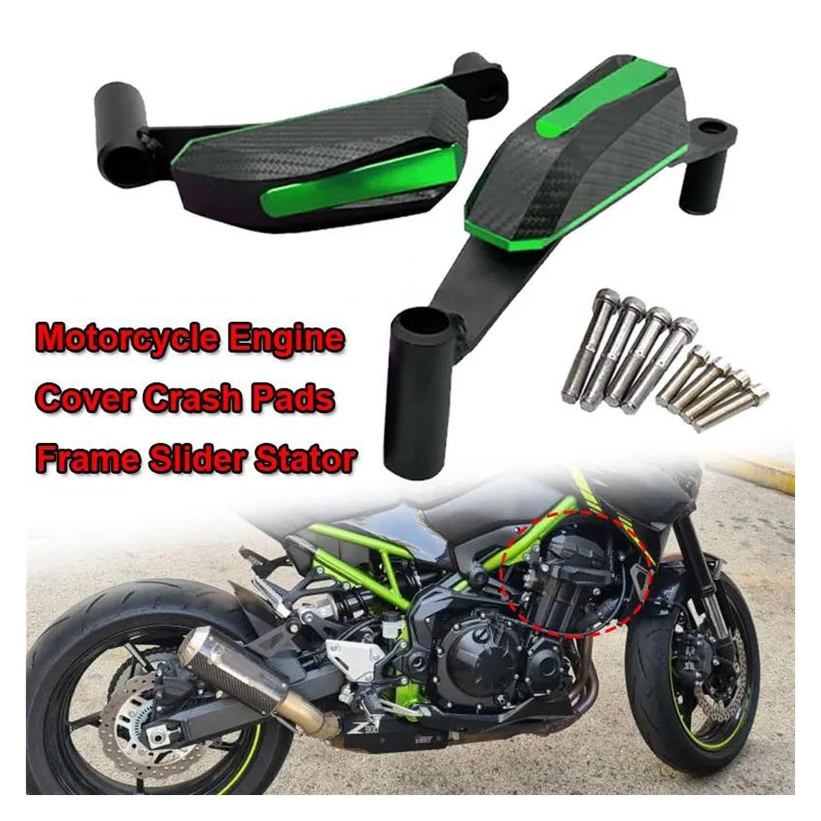 Topes Anticaida para Kawasaki para Z900 2017-2024 Piezas Motocicleta Cubierta Motor Almohadillas Antichoque Protectores Marco Deslizador Protector Estator Protector contra Choques(Negro)