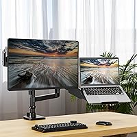 Vista 6 de Laptop VESA Mount Tray Holder for Monitor Arms and Stands 75x75mm 100x100mm Clamp Notebook Adjustable 12 to 17 inch Black Universal