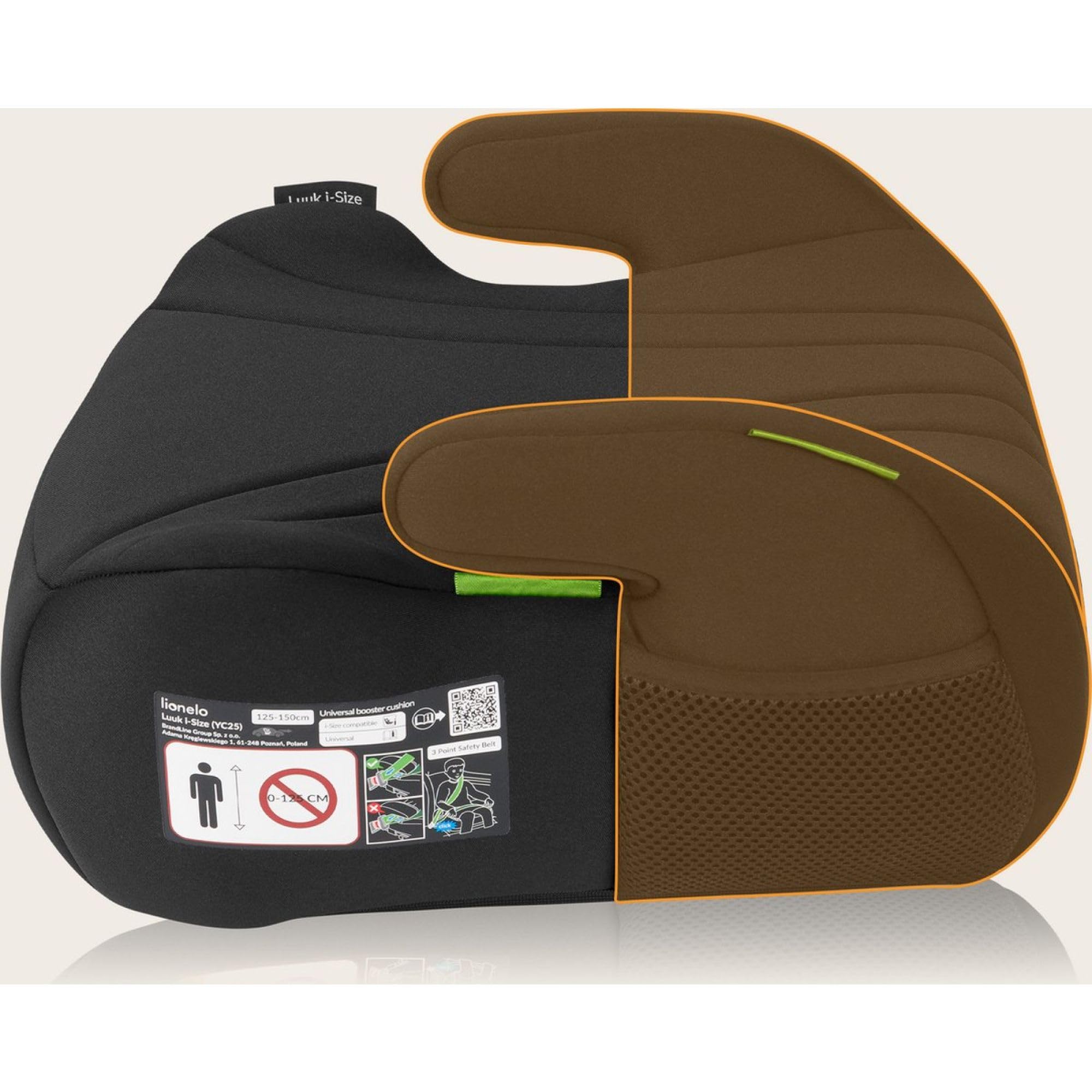 LIONELO LUUK i-Size Rehausseur Siège Auto pour Enfants de 22 à 36 kg / 125 à 150 cm, Groupes 2 et 3, Siège et Accoudoirs Confortables, Housse Amovible (Noir) | 22 à 36 kg, groupe 2 et 3, assise et accoudoirs confortables, housse amovible noire
