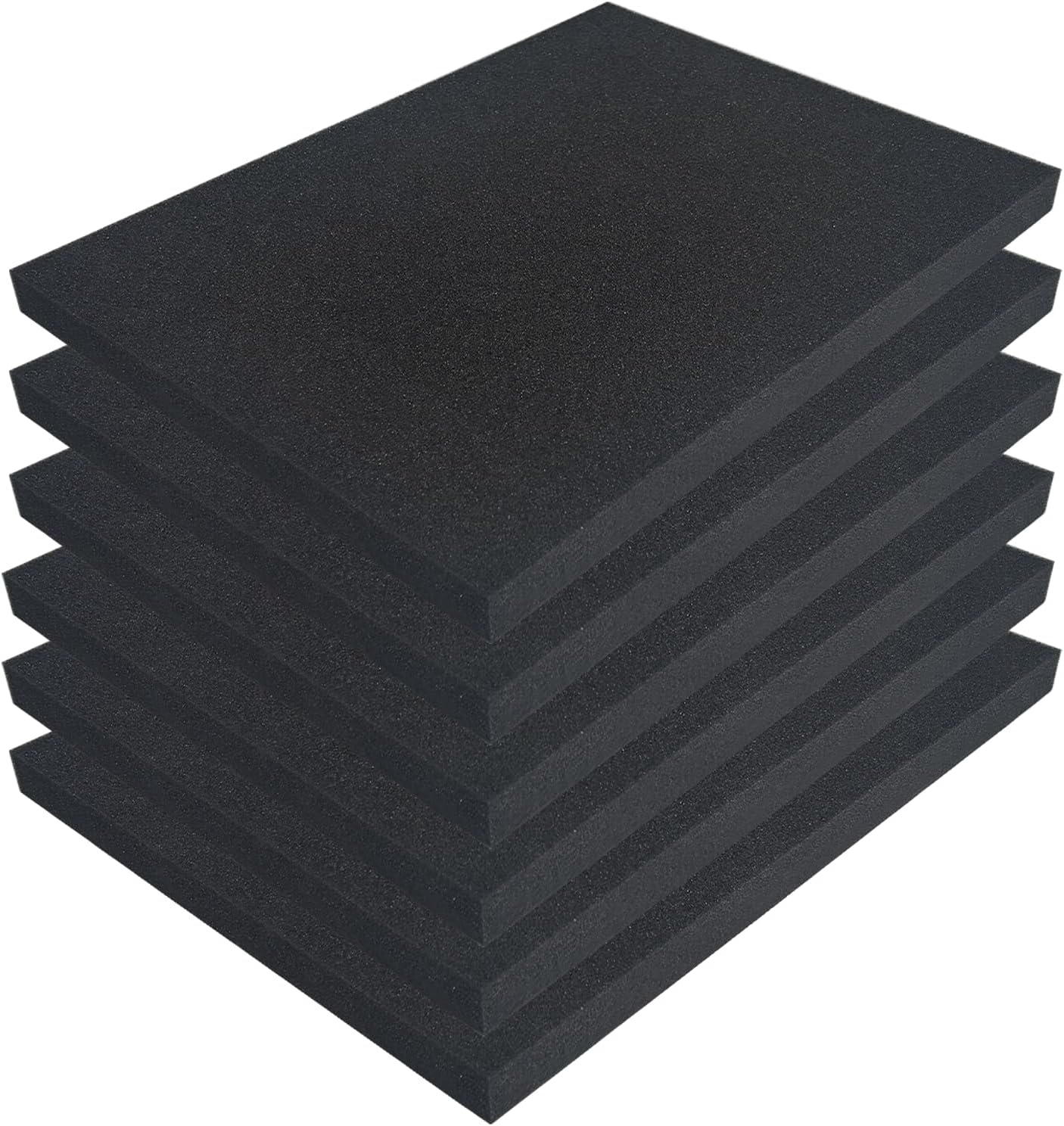6 PCS Polyurethane Foam Sheets 16 x 12 x 1 Inch, Foam Inserts for Cases,Black Cuttable Polyurethane Foam Pad for Packing, Cushioning, Toolbox, Game Box, Storage, Crafts