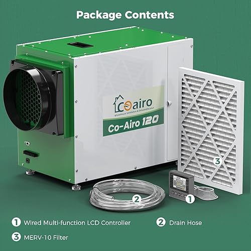 Miniatura 7 de Deshumidificador para toda la casa de 208 pintas, deshumidificador de espacio de arrastre con función de aire fresco y manguera de drenaje de hasta