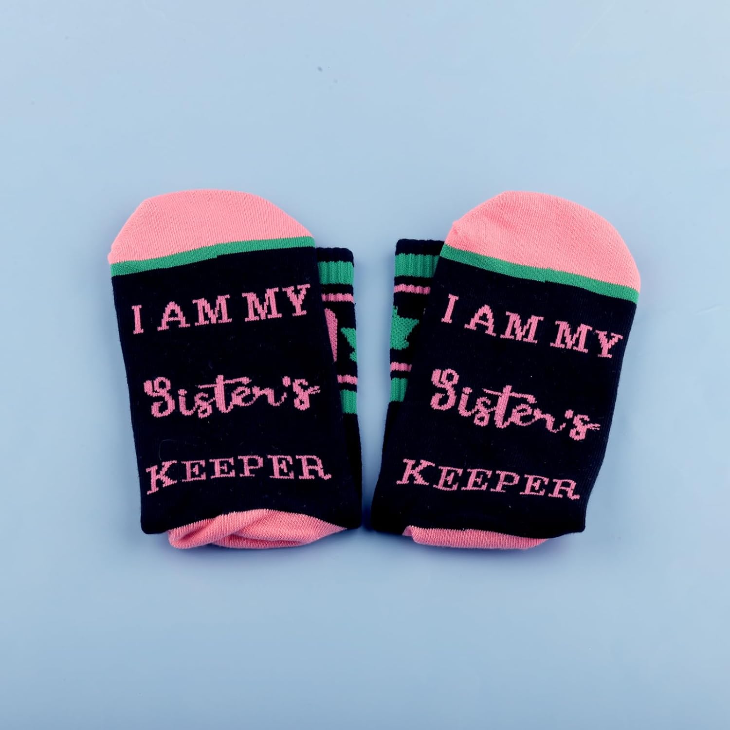 CENWA 1 Pair Pink And Green Sorority Socks I Am My Sister’s Keeper Socks Gift for Women - Image 7