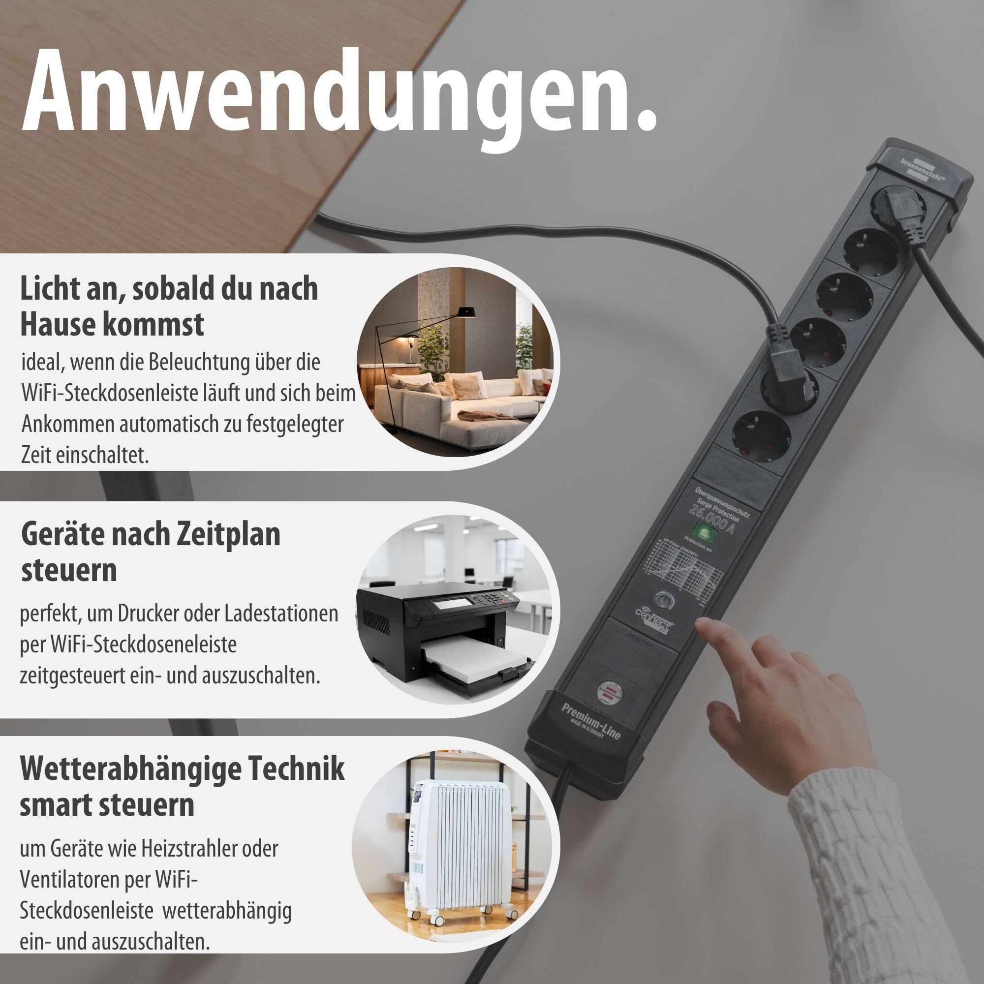 Brennenstuhl Connect Premium-Line WiFi Steckdosenleiste 6-Fach, 1,8m