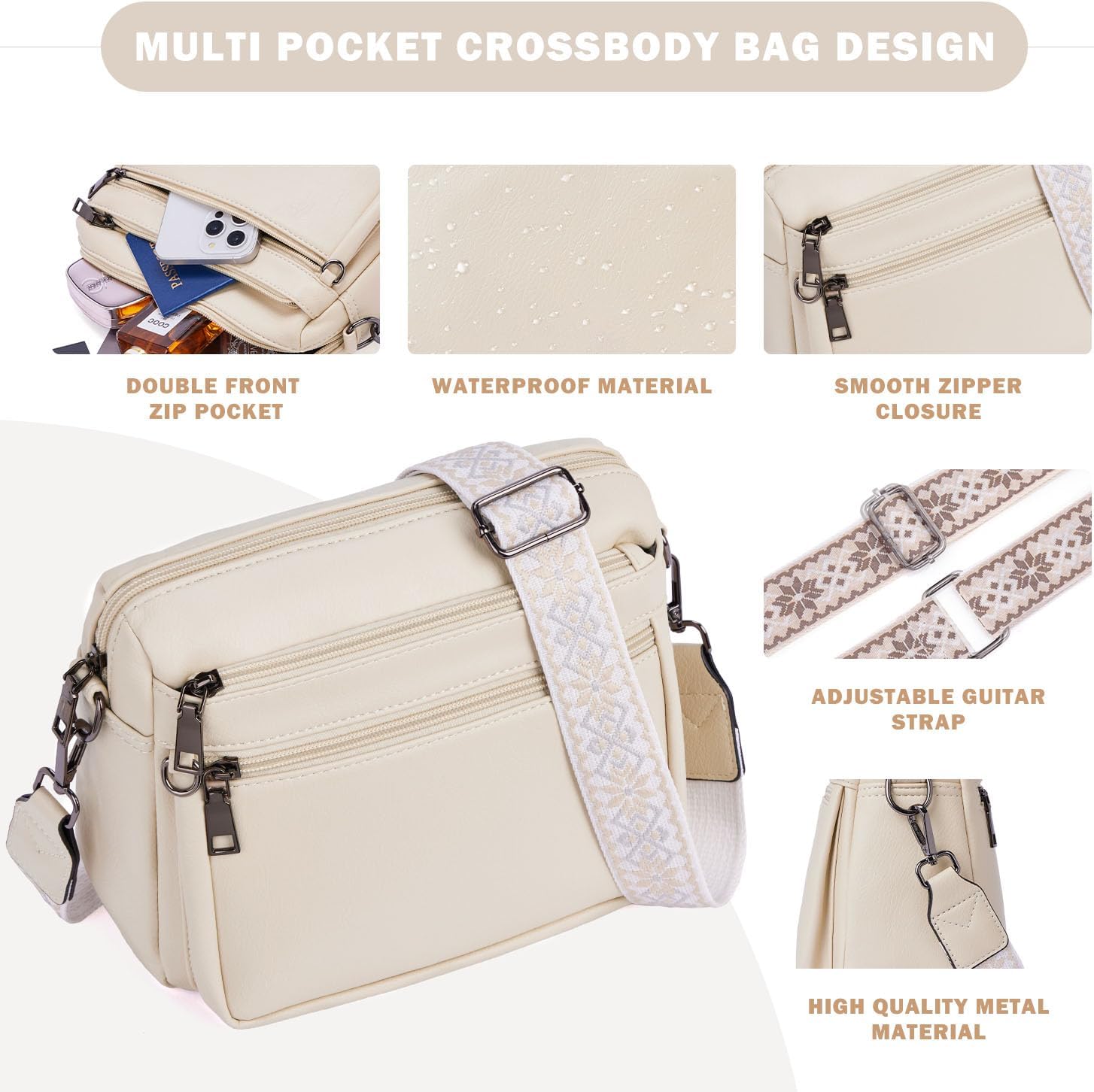 Crossbody Purses for Women Trendy,Vegan Leather Crossbody Bags,Cell Phone Camera Shoulder Handbags with Card Slots - Image 6