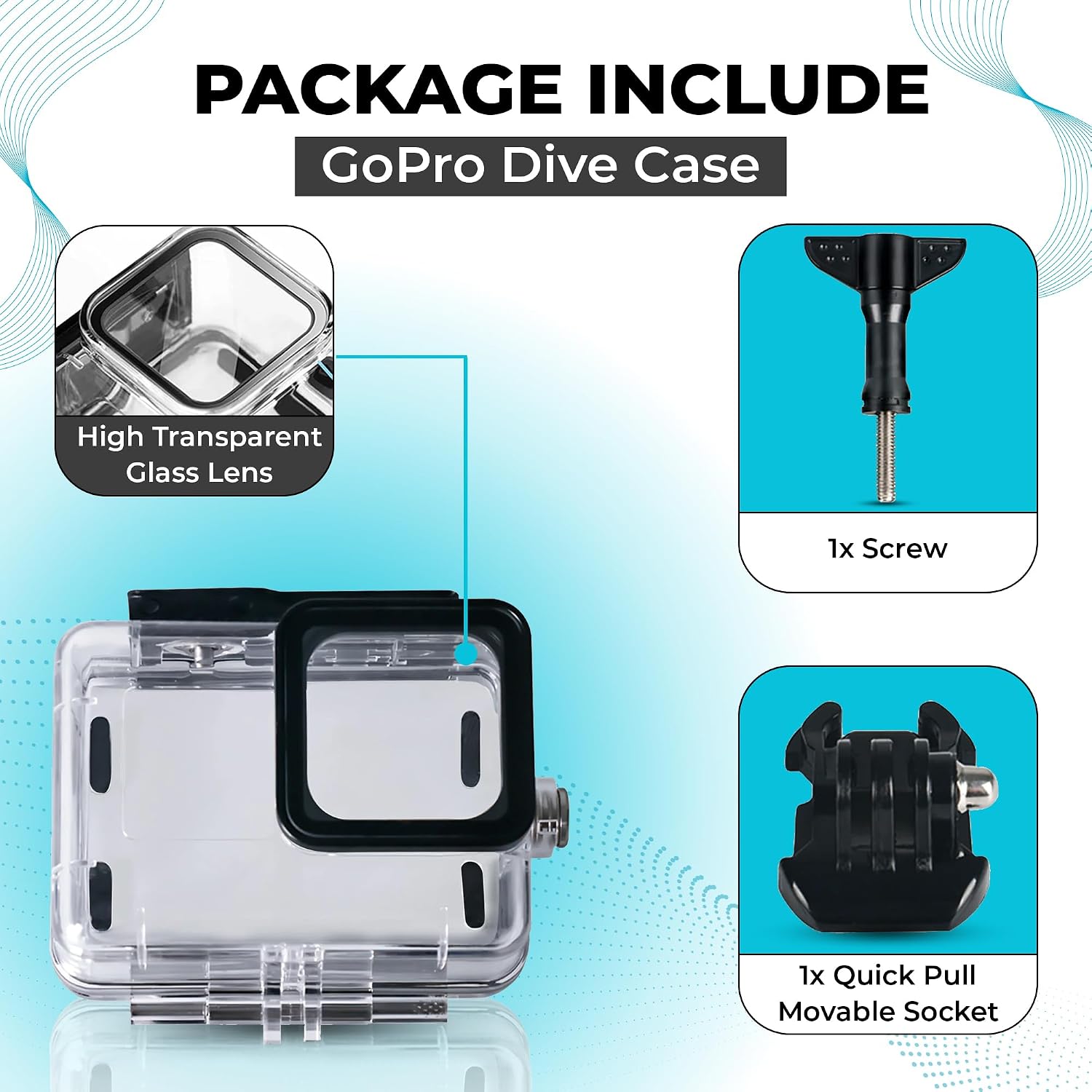 REFLEX CAMERA Underwater Dive Case for Go Pro Hero 13 12 11 10 9 upto 60M/198ft Water Depth Tested, Protective Clear Anti Fog Housing, a Perfect Gopro Accessory for Snorkeling, Swimming & Scuba Diving