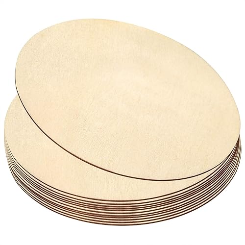 Coopay 16 círculos de madera de 10 pulgadas, rebanadas de madera redondas sin terminar, recortes de madera natural para colgar puertas, pintura,