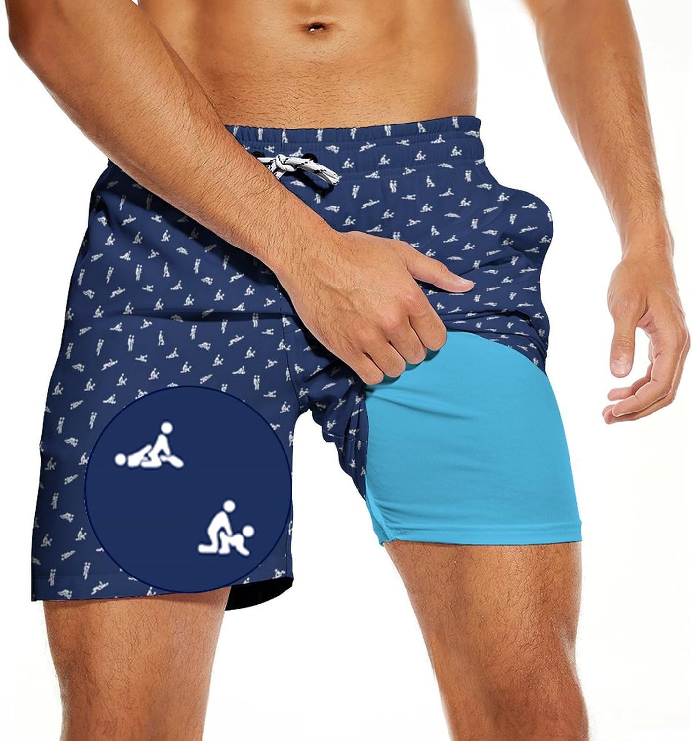 Tasneem Mens Swim Trunks with Compression Liner Swim Shorts 5 Inch Inseam Quick Dry Mens Bathing Suit