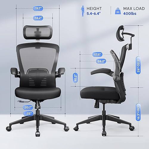 Miniatura 3 de FLEXISPOT OC3 Pro - Silla ergonómica de oficina con respaldo alto y reposabrazos flexible abatiblesoporte lumbar de 8 niveles, cojín de asiento de